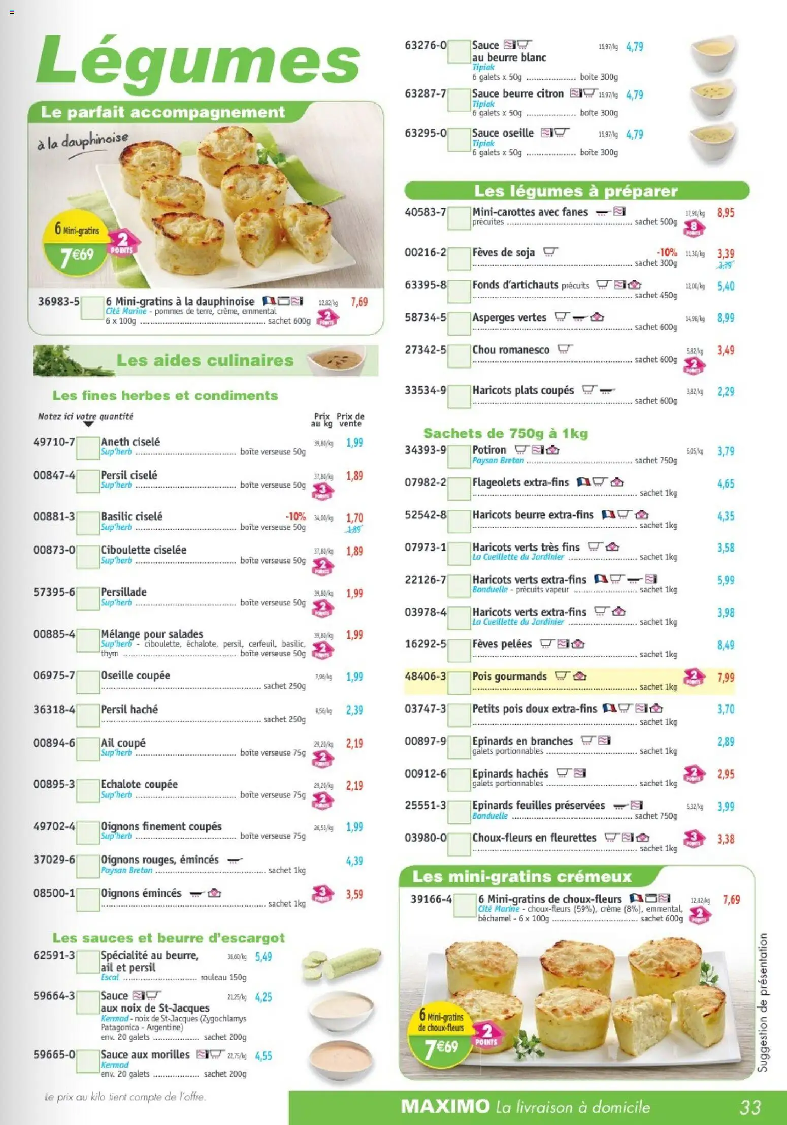 {H1} | Page: 33 | Produits: Échalote, Persil, Oignons, Crème