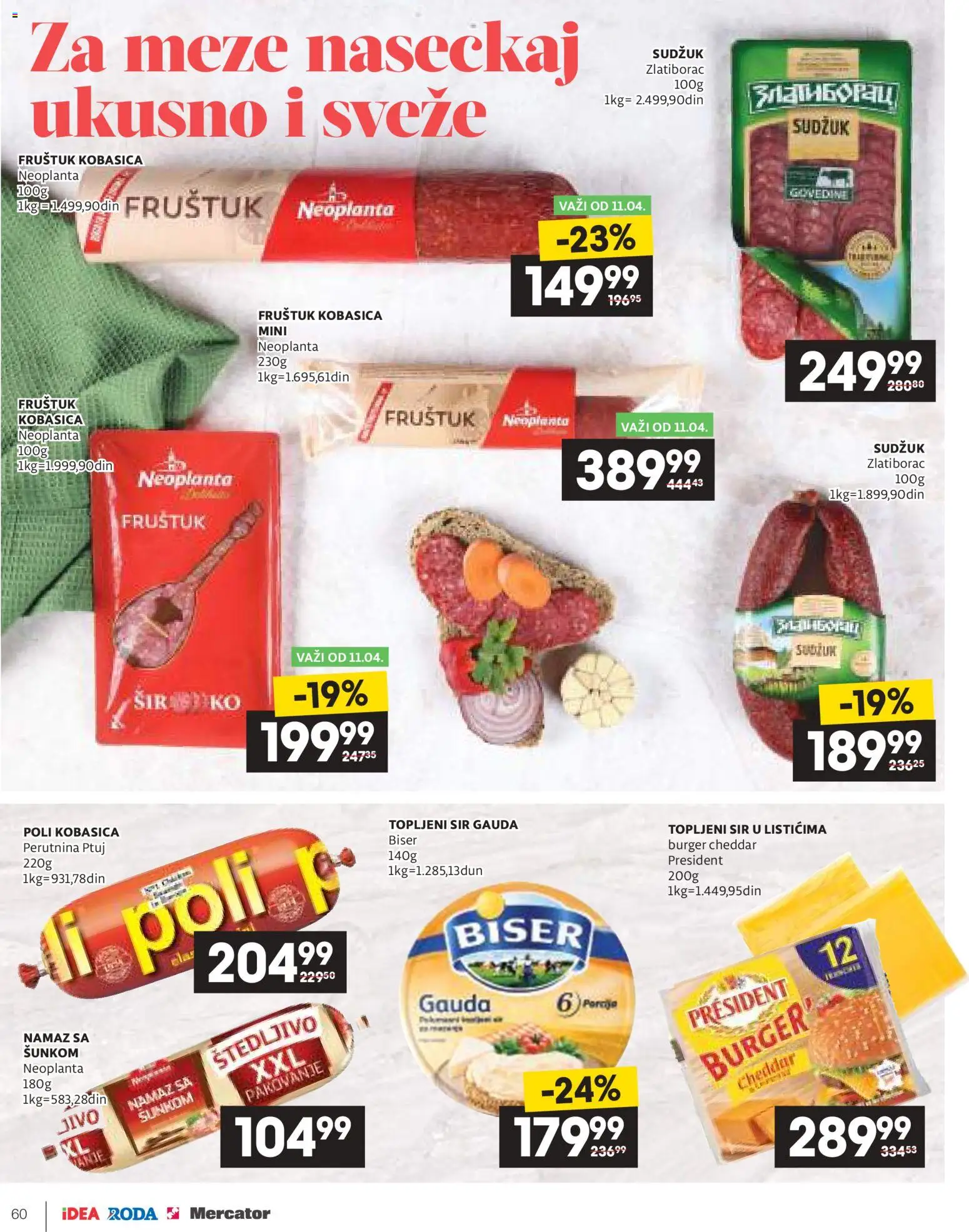 Roda katalog - važi od 09.04.2026 | Strana: 60 | Proizvode: Pakovanje, Sir, Topljeni sir, Kobasica