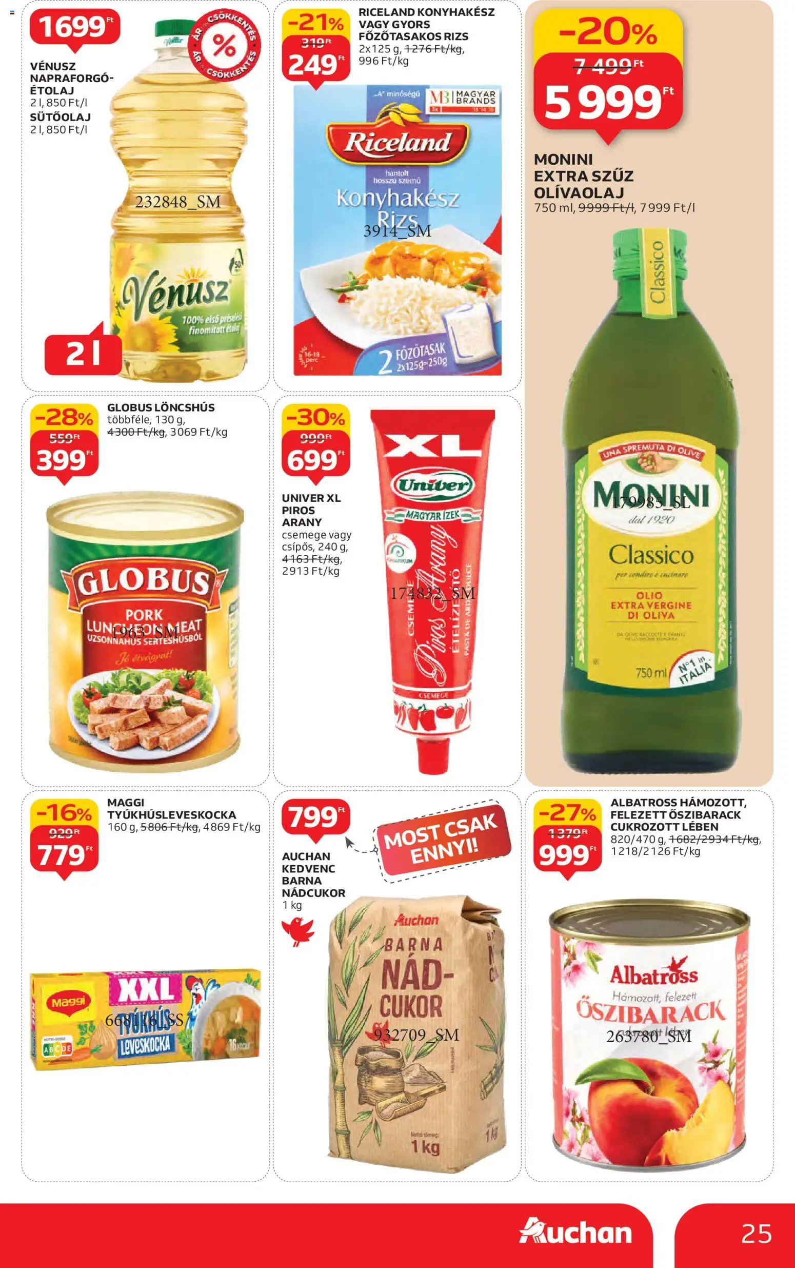 Auchan akciós ujság - amely érvényes a következő dátumtól: 06.11.2025 | Oldal: 25 | Termékek: Őszibarack, Löncshús, Nádcukor, Cukor