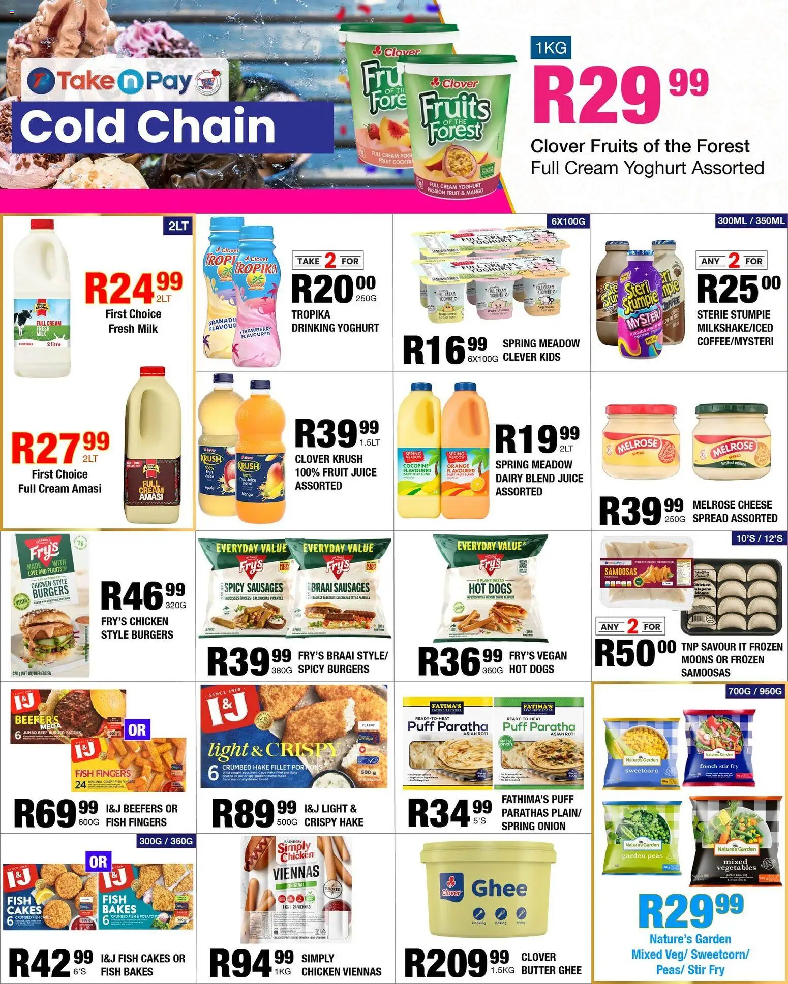 New Take n Pay catalogue – valid from 03.11.2025 | Page: 11 | Products: Yoghurt, Burgers, Fruit, Dairy blend