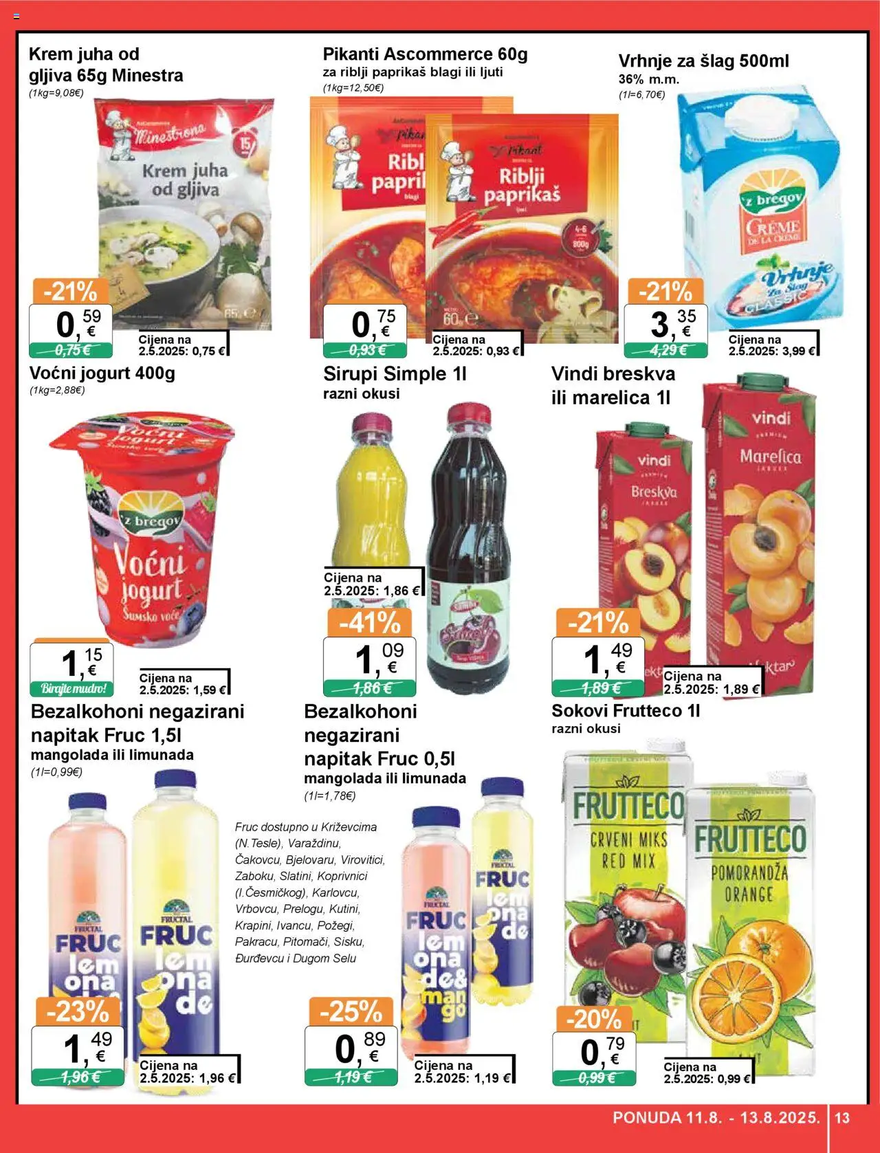 KTC katalog | vrijedi od 07.08.2025 | Stranica: 13 | Proizvodi: Vrhnje za šlag, Juha, Breskva, Šlag