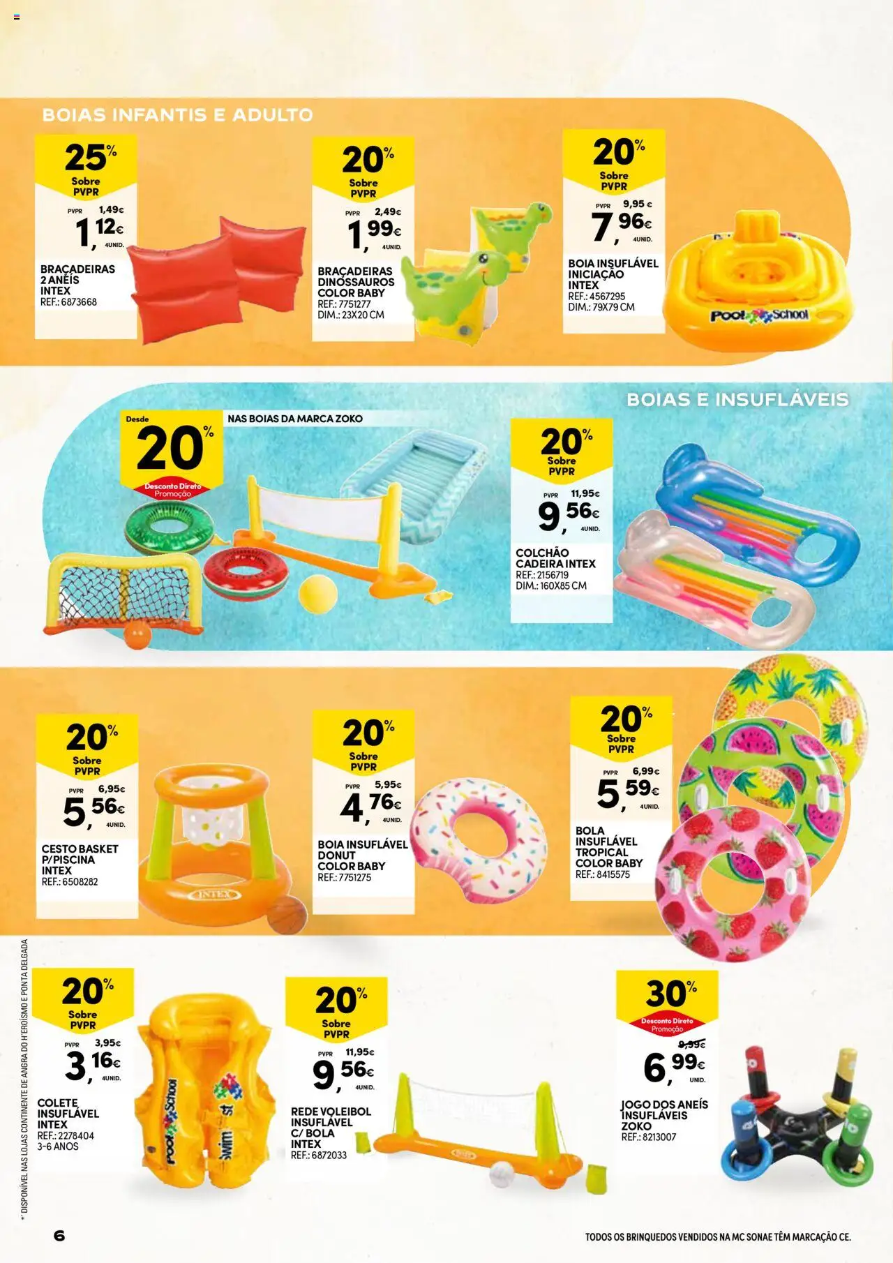 Continente - Verão │ válido de 17.06.2025 | Página: 6 | Produtos: Braçadeiras, Colchão, Cadeira, Colete