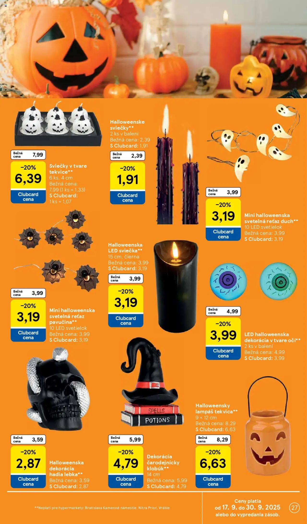 Nové Tesco akcie – leták je platný od 17.09.2025 | Strana: 27 | Produkty: Led, Sviečky, Klobúk