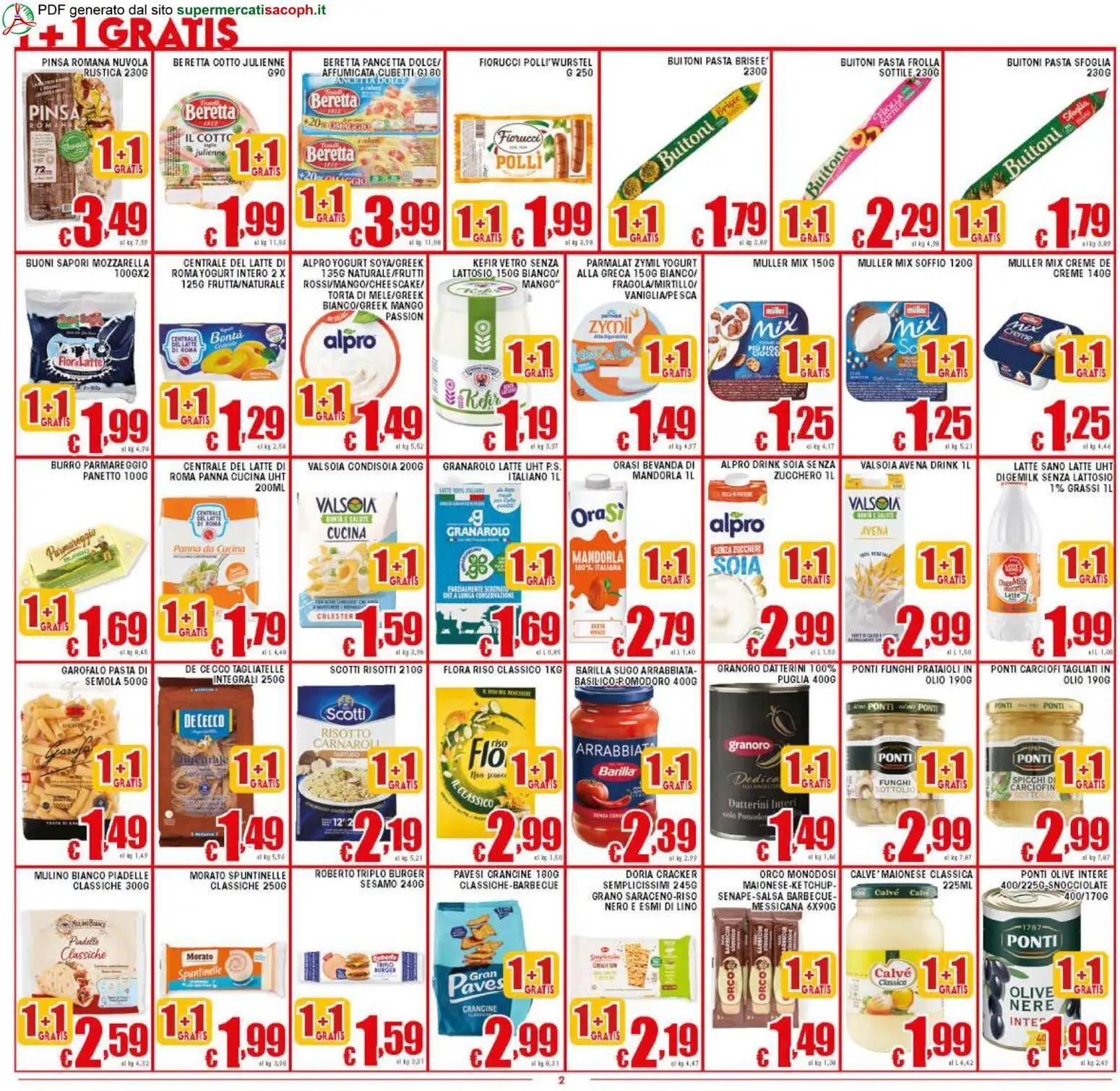 Volantino Sacoph del 13.02.2026 | Pagina: 2 | Prodotti: Yogurt, Pomodoro, Burro, Torta