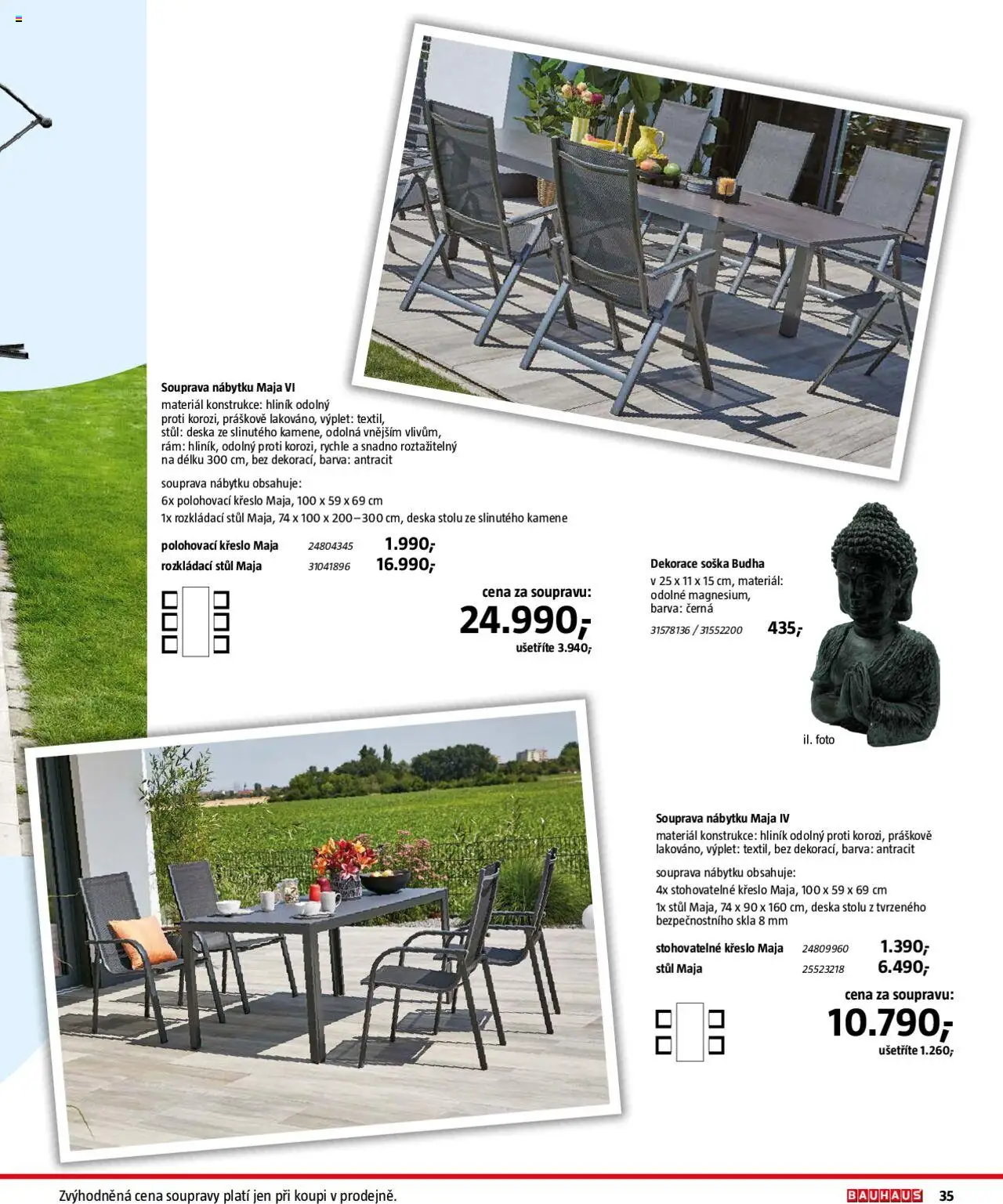 Bauhaus katalog Zahradní nábytek od 01.04.2025 | Strana: 35 | Produkty: Soška, Křeslo, Stůl, Dekorace