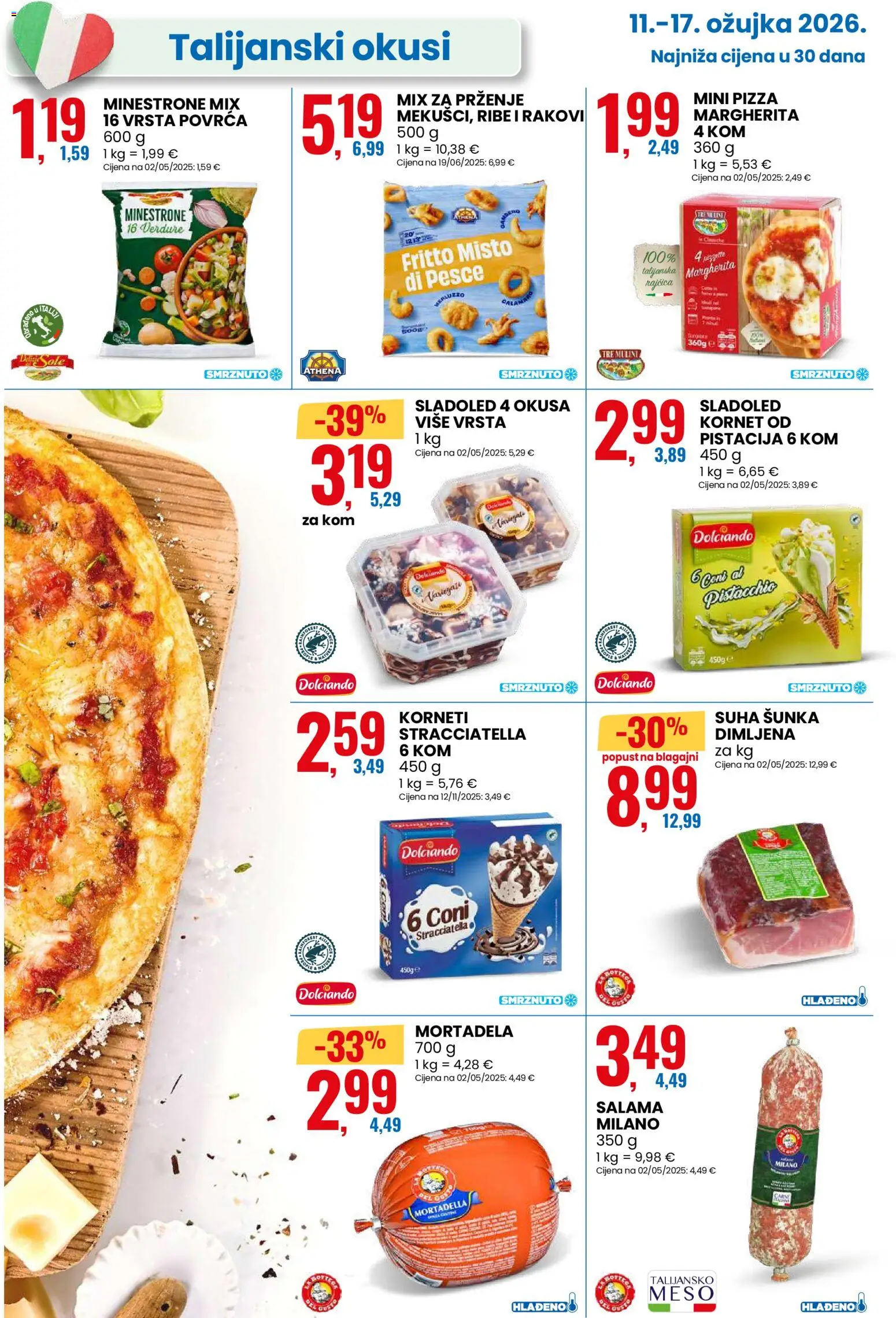 Eurospin katalog | vrijedi od 11.03.2026 | Stranica: 4 | Proizvodi: Meso, Šunka, Rajčica, Kornet