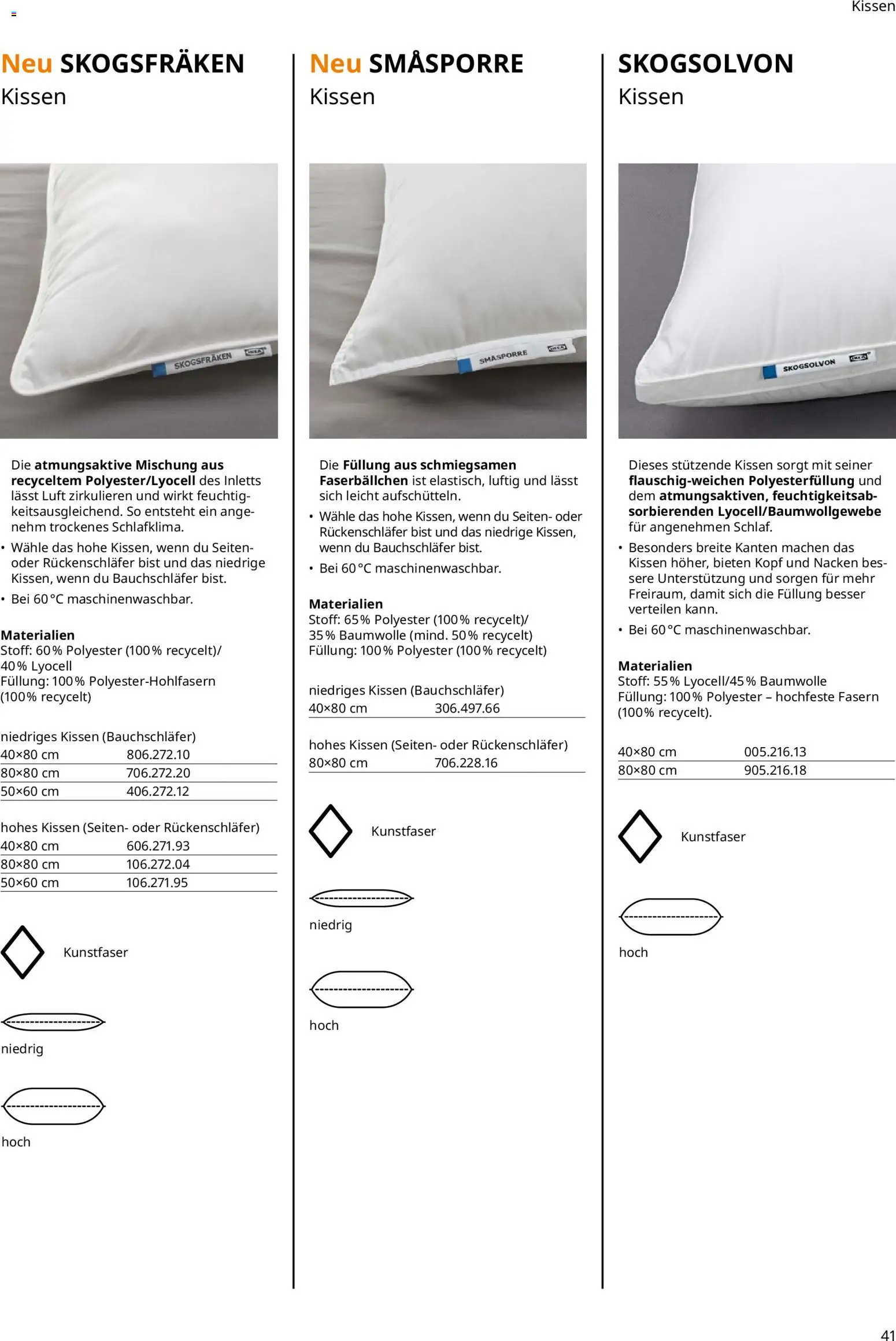 Ikea Prospekt  Schlafkomfort	 – gültig ab 30.09.2025 | Seite: 41 | Produkte: Kissen