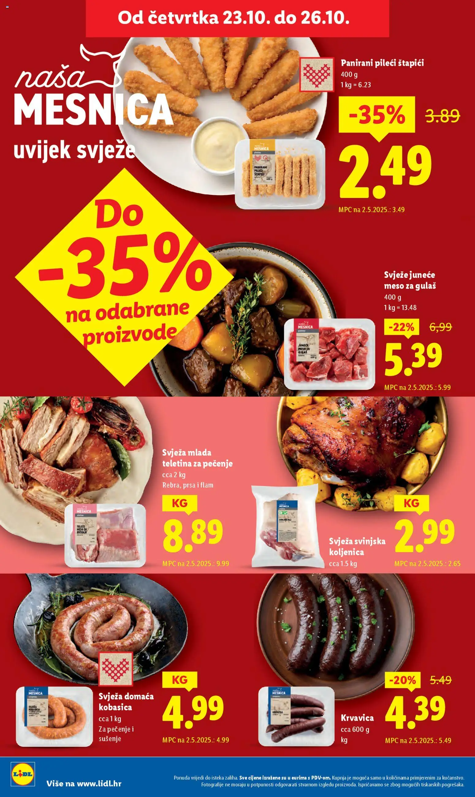 Lidl katalog | vrijedi od 23.10.2025 | Stranica: 6 | Proizvodi: Teletina, Meso, Kobasica, Štapići