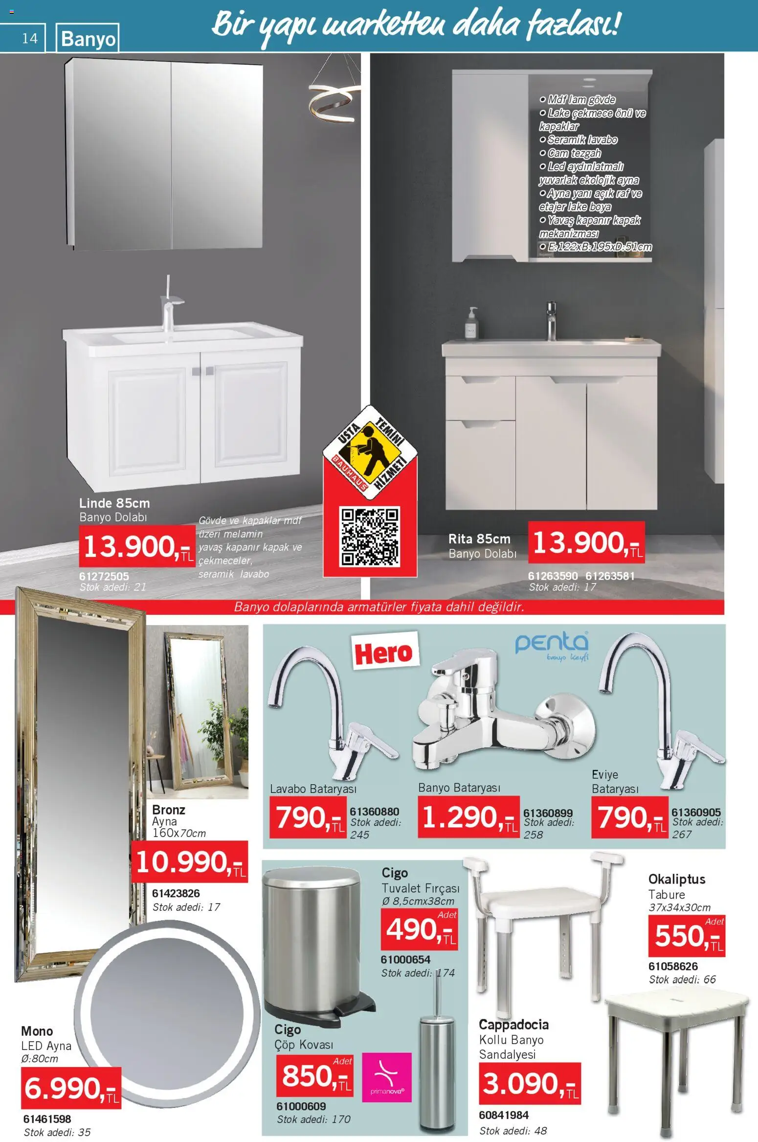 Bauhaus Katalog - 01.11.2025 tarihinden itibaren geçerlidir | Sayfa: 14 | Ürünler: Lavabo, Tuvalet, Banyo, Ayna