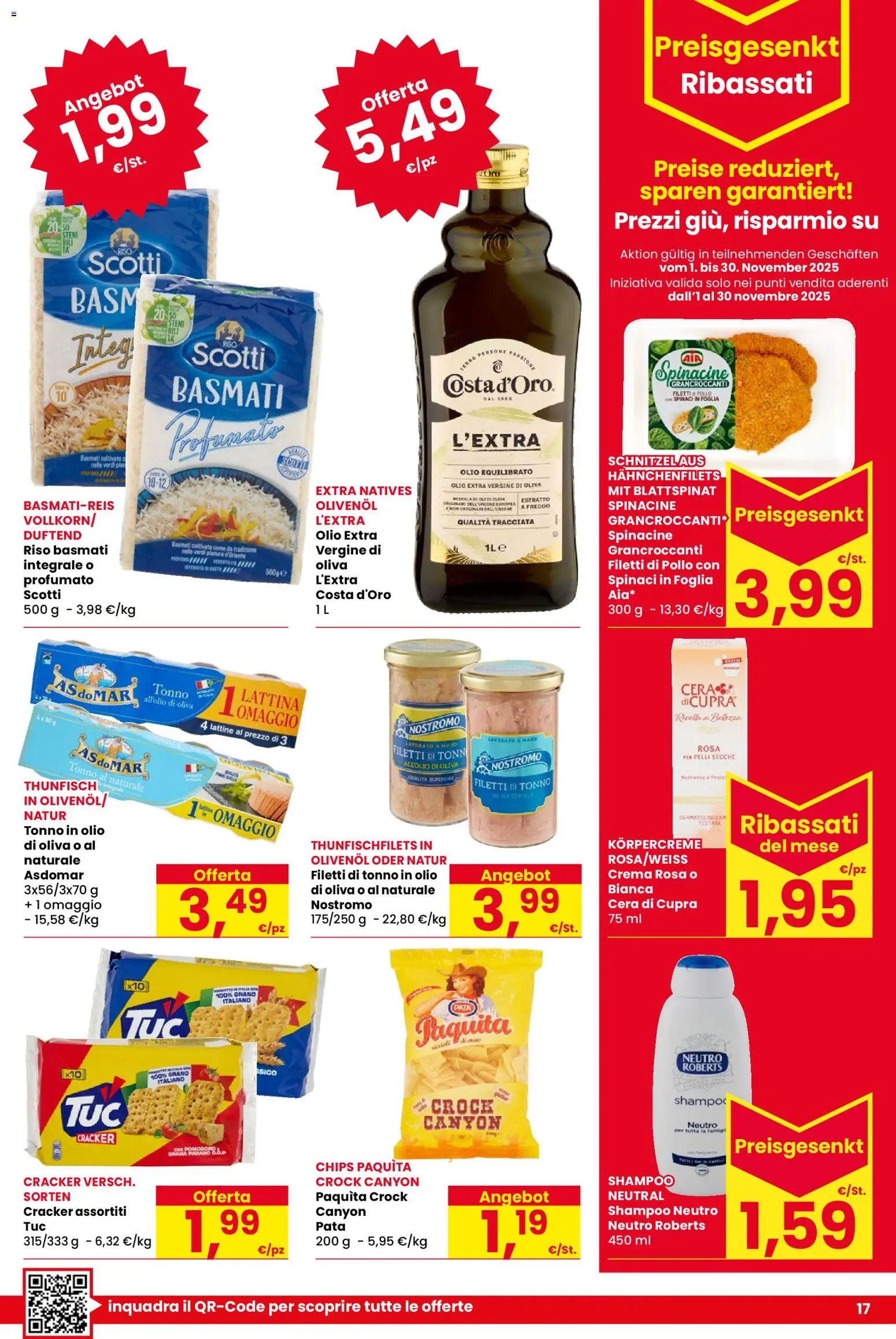 Volantino Despar del 13.11.2025 | Pagina: 17 | Prodotti: Riso Basmati, Olio, Tonno, Tonno al naturale