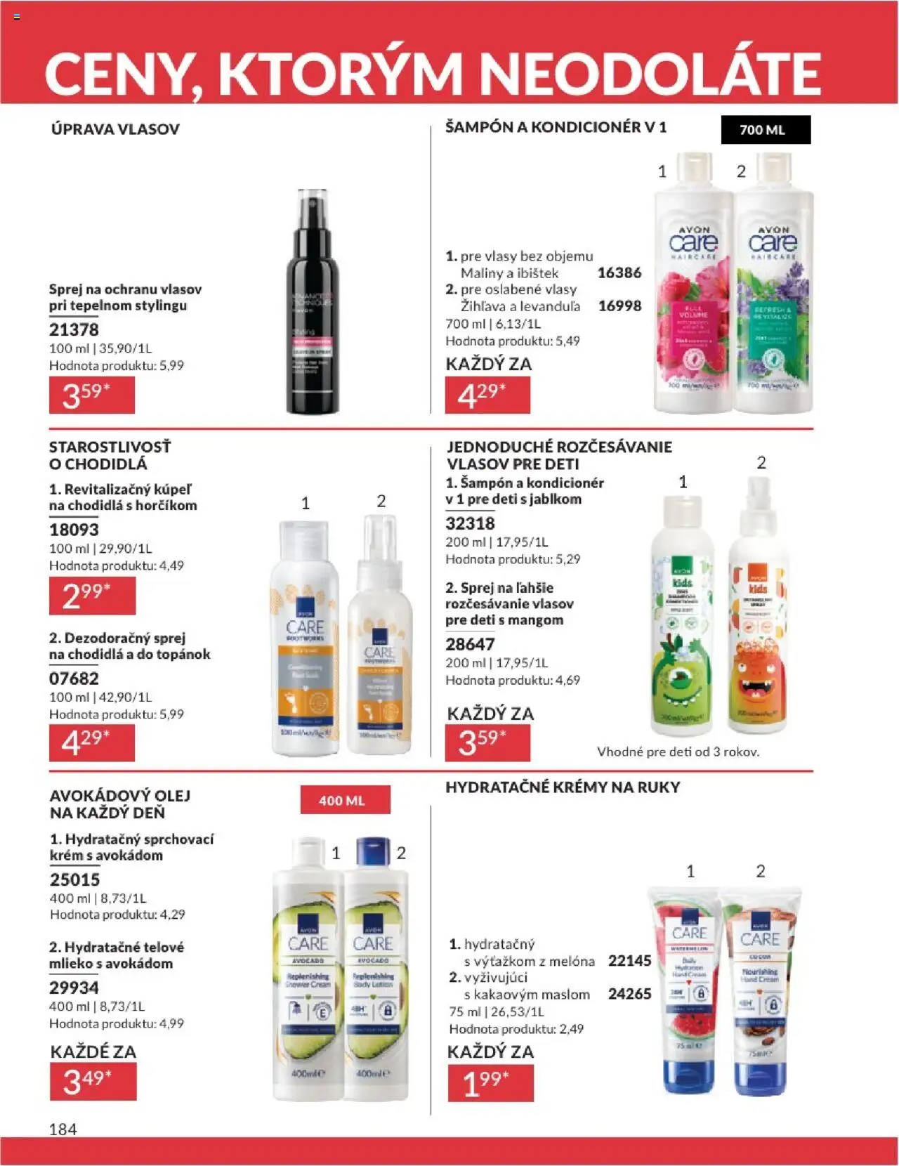 Katalóg Avon 2025 │ platný od 01.08.2025 | Strana: 184 | Produkty: Šampón, Kondicionér, Krém, Maliny