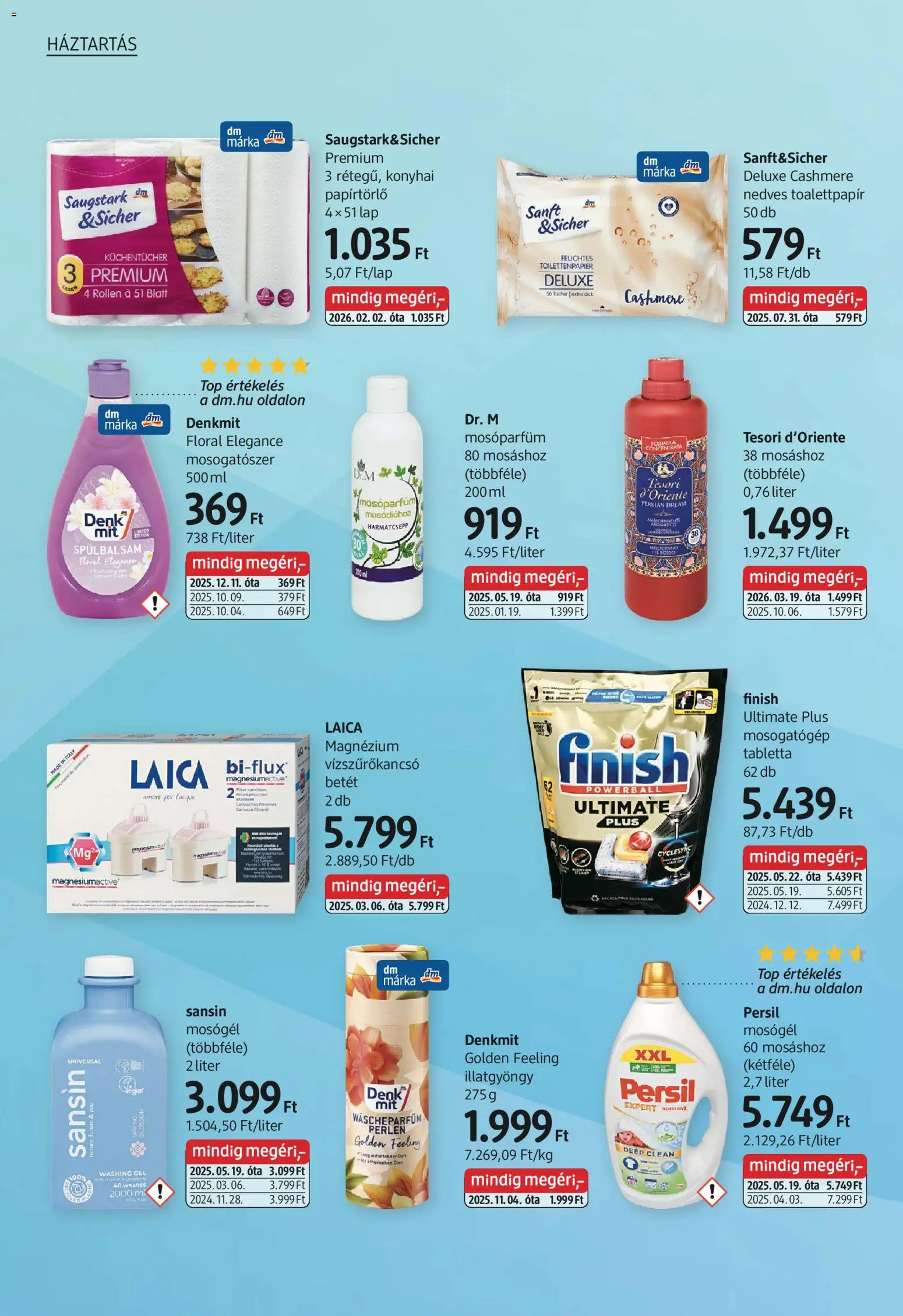 DM Drogerie Markt akciós ujság - amely érvényes a következő dátumtól: 09.04.2026 | Oldal: 22 | Termékek: Papírtörlő, Mosógél, Mosogatógép tabletta, Mosogatószer