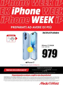 Anteprima del volantino Media World iPhone Week catalogo valido a partire dal 24.10.2025