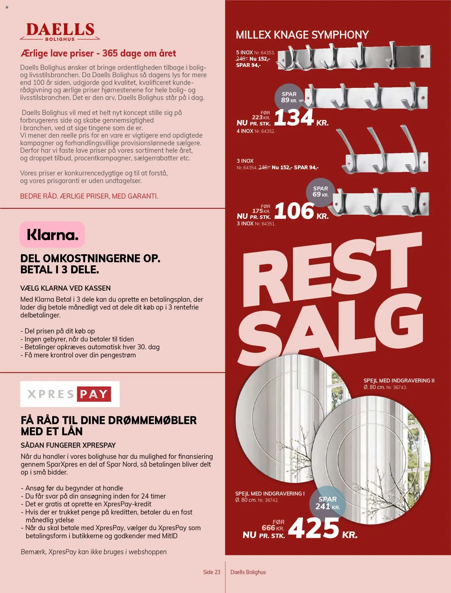 Daells Bolighus tilbudsavis – gyldig fra 14.01.2026 | Side: 23 | Produkter: Spejl, Søm