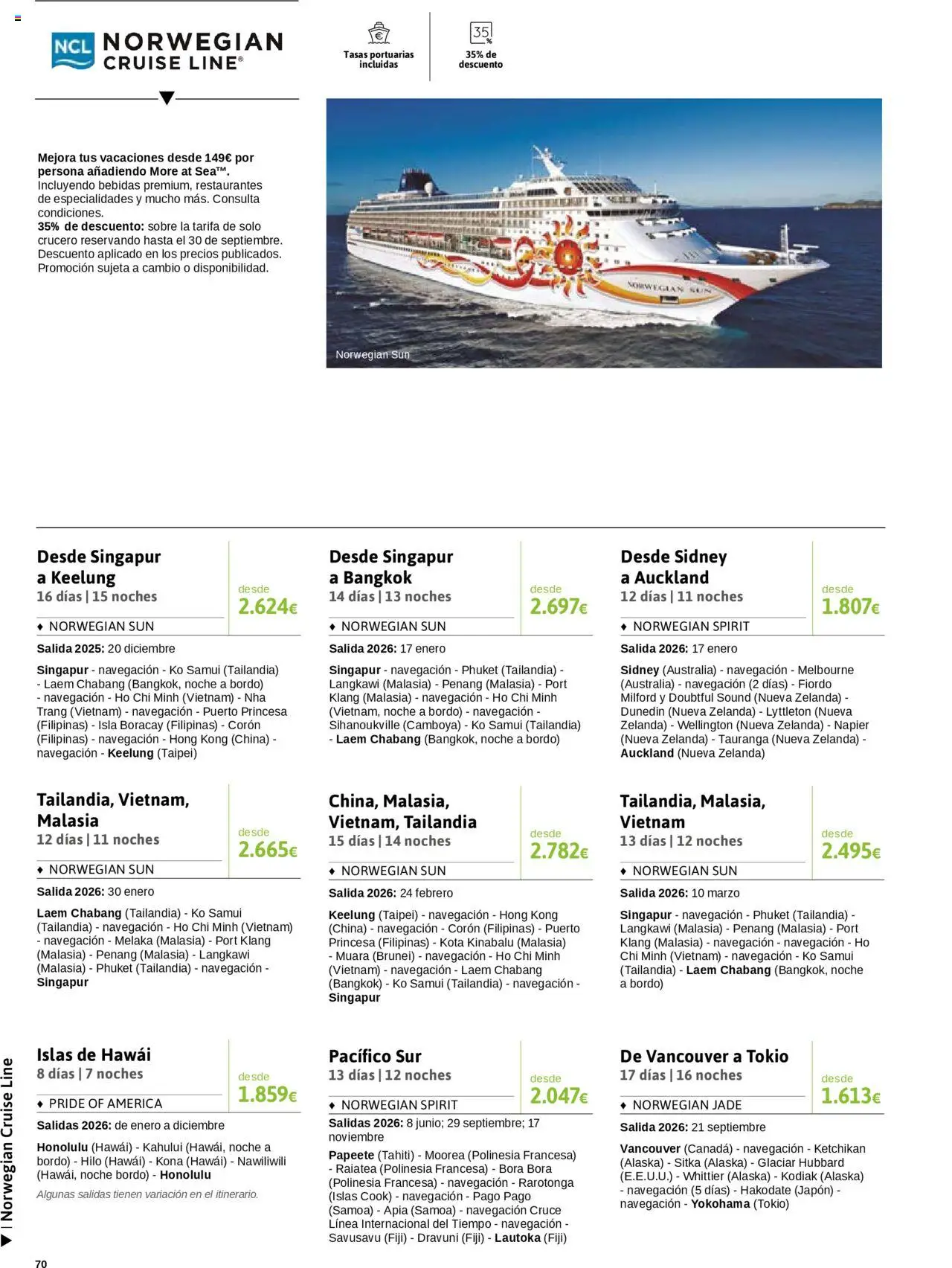 Viajes El Corte Inglés - Crucero Fantástico │ válido desde el 16.09.2025 | Página: 70 | Productos: Navegación