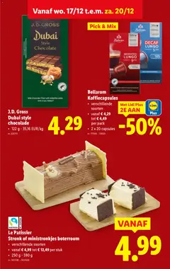 J.D. Gross Dubai style chocolade, Milk chocolate filled with pistachio paste and crispy kadayif. 122 g. - Voorbeeld van een folder van Lidl, geldig van 17.12.2025 | Pagina: 34