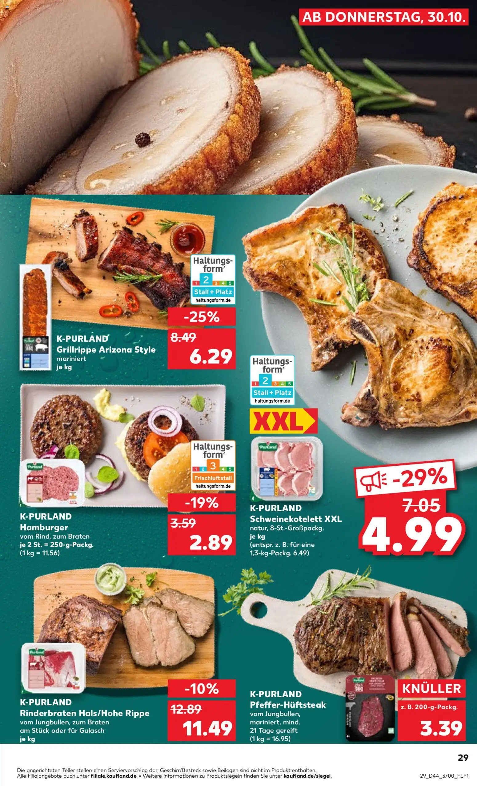 Kaufland prospekt Rostock	 – gültig ab 30.10.2025 | Seite: 29 | Produkte: Rinderbraten, Gulasch, Steak