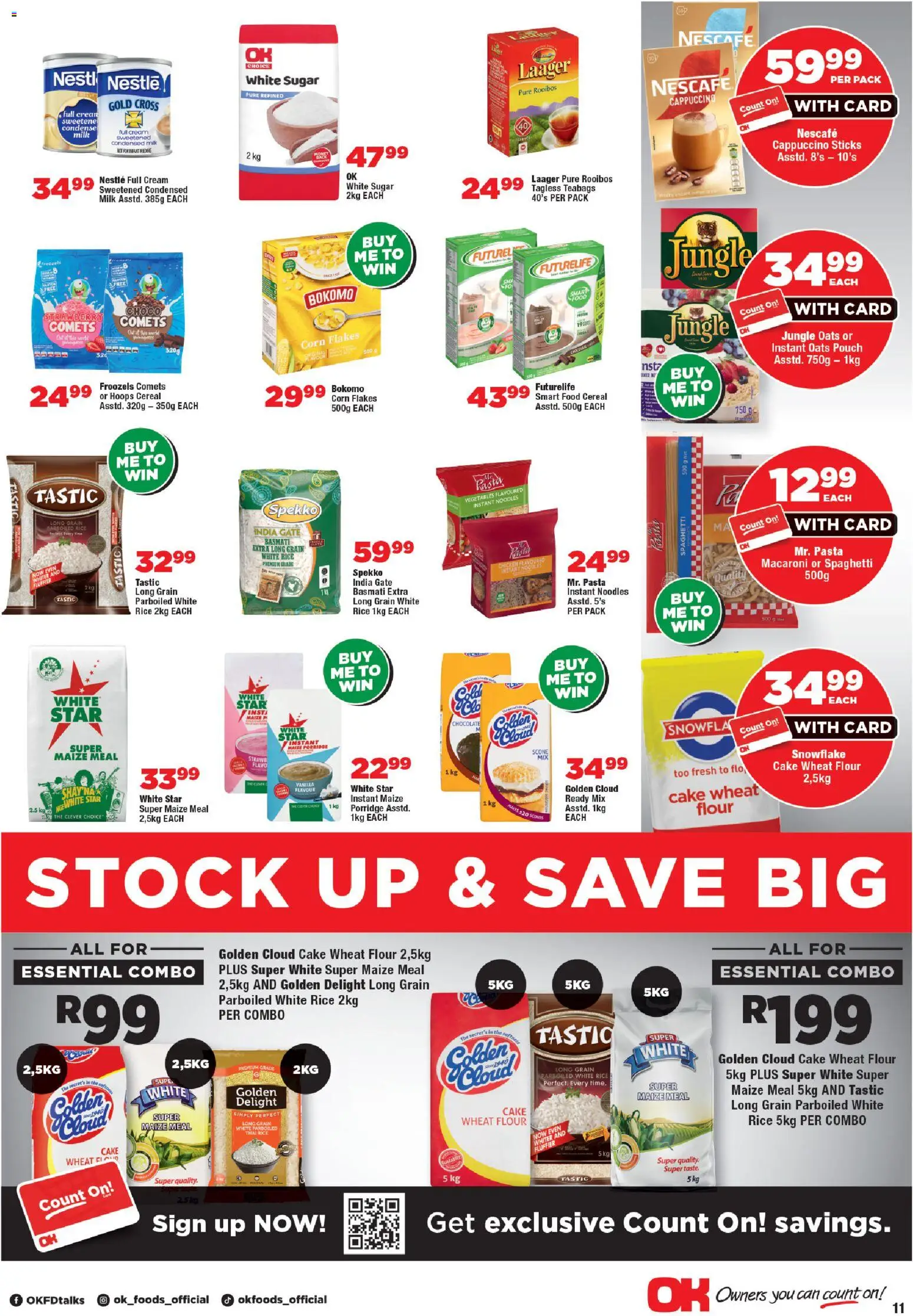 New OK Foods catalogue – valid from 05.01.2026 | Page: 11 | Products: Flour, Chicken, Pasta, Flakes