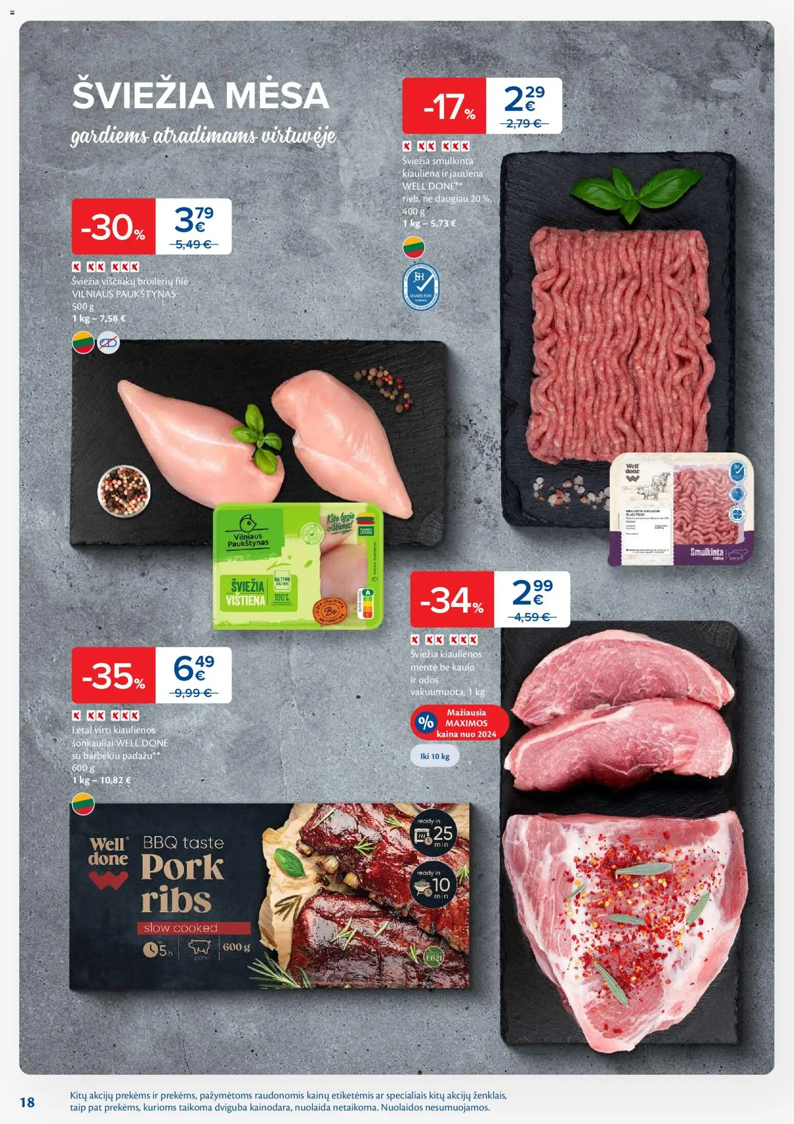 MAXIMA akcijos nuo 04.11.2025 | Puslapis: 18 | Prekių: Kiaulienos, Viščiukų, Vištiena, Jautiena