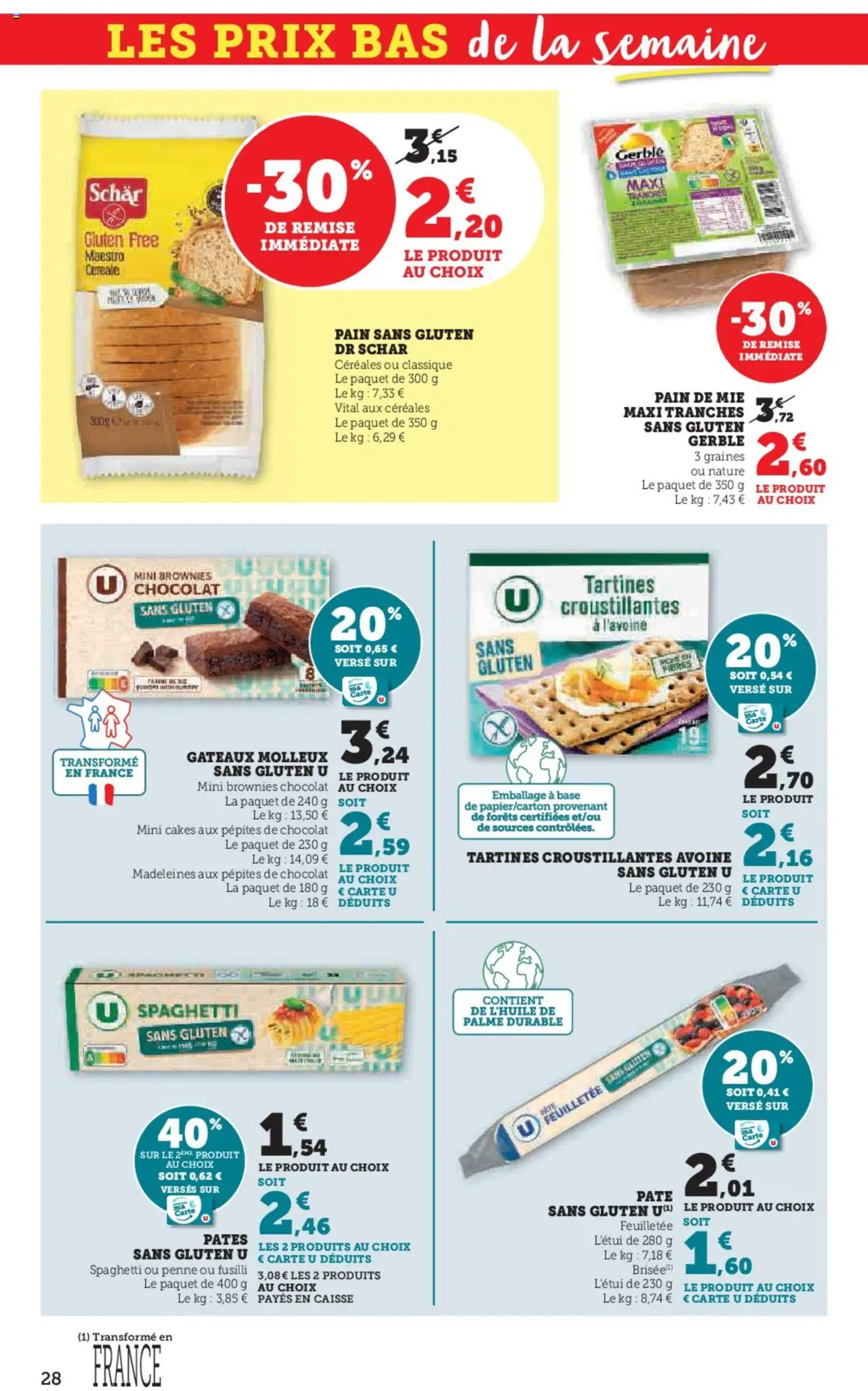  | Page: 28 | Produits: Pain sans gluten, Fusilli, Base, Pain