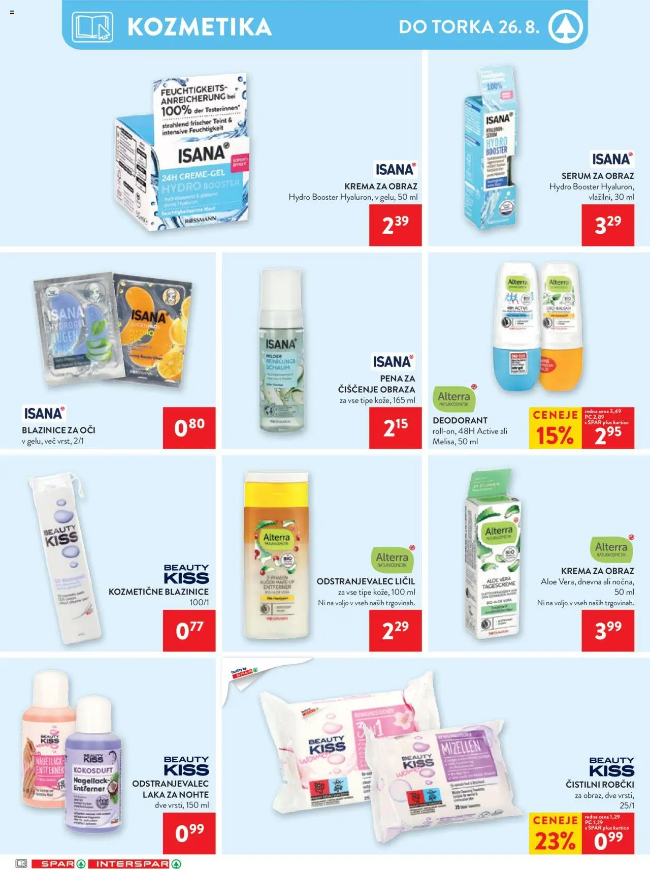 Spar katalog 34/25 │ velja od 20.08.2025 | Stran: 26 | Izdelki: Robčki, Krema, Odstranjevalec licil, Krema za obraz