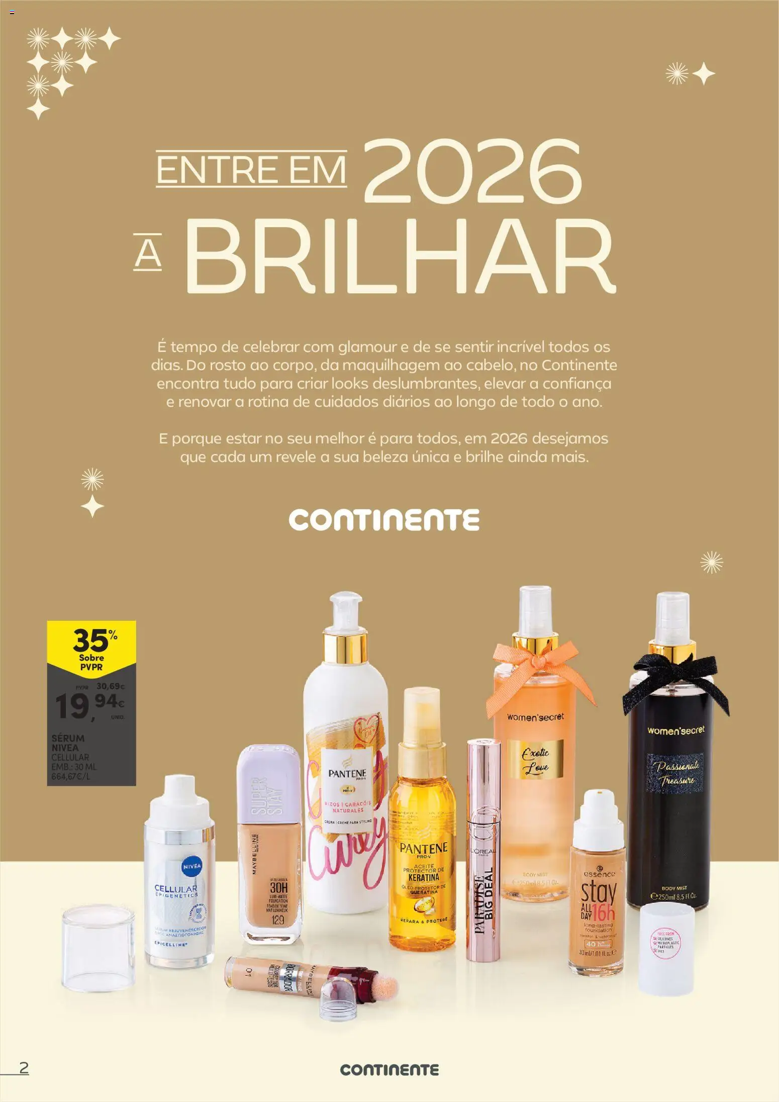Continente - Festeje o Ano em beleza │ válido de 09.12.2025 | Página: 2 | Produtos: Maquilhagem, Sérum, Óleo, Creme