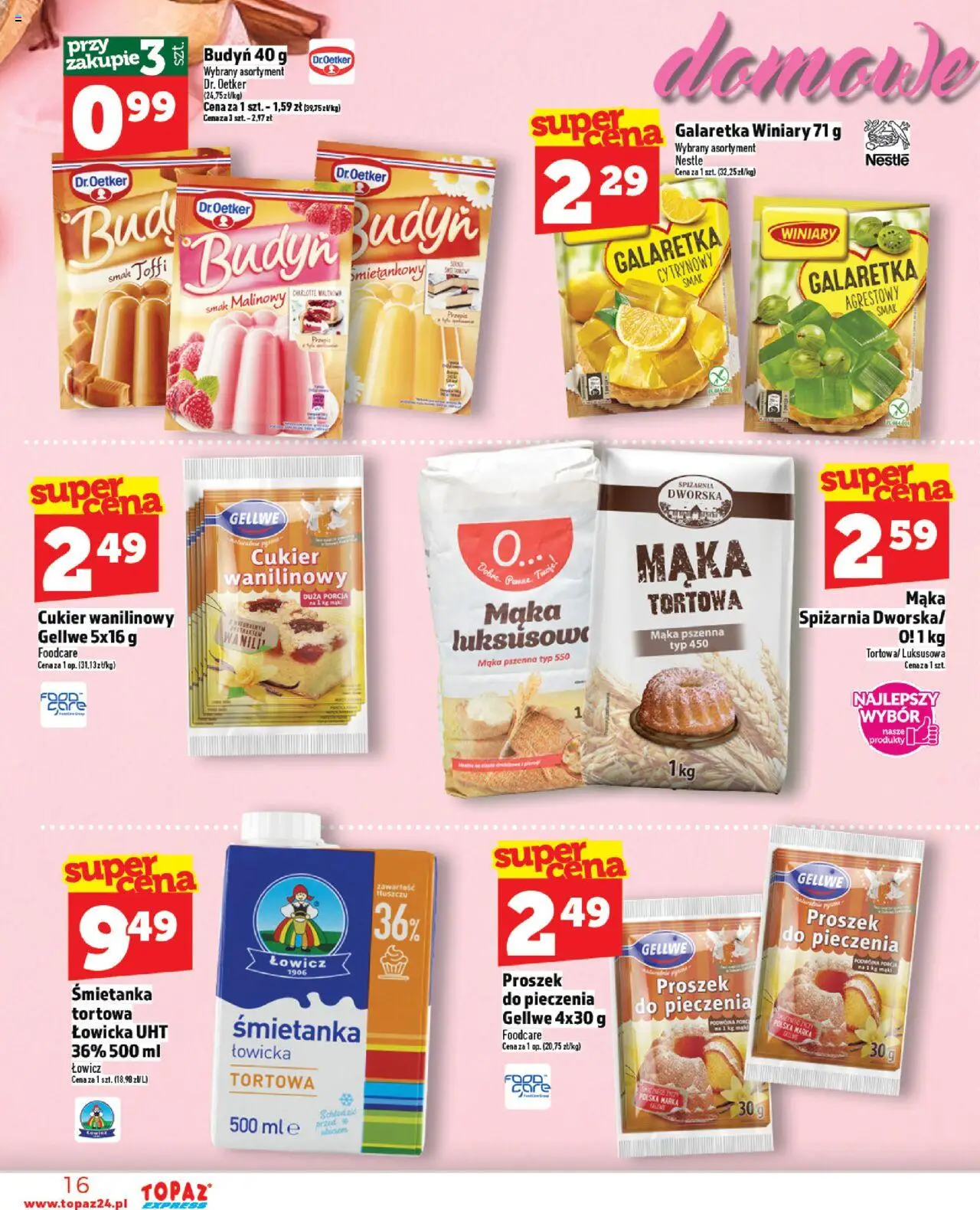 Topaz Gazetka - Express od 23.10.2025 | Strona: 16 | Produkty: Galaretka, Pierogi, Cukier wanilinowy, Cukier