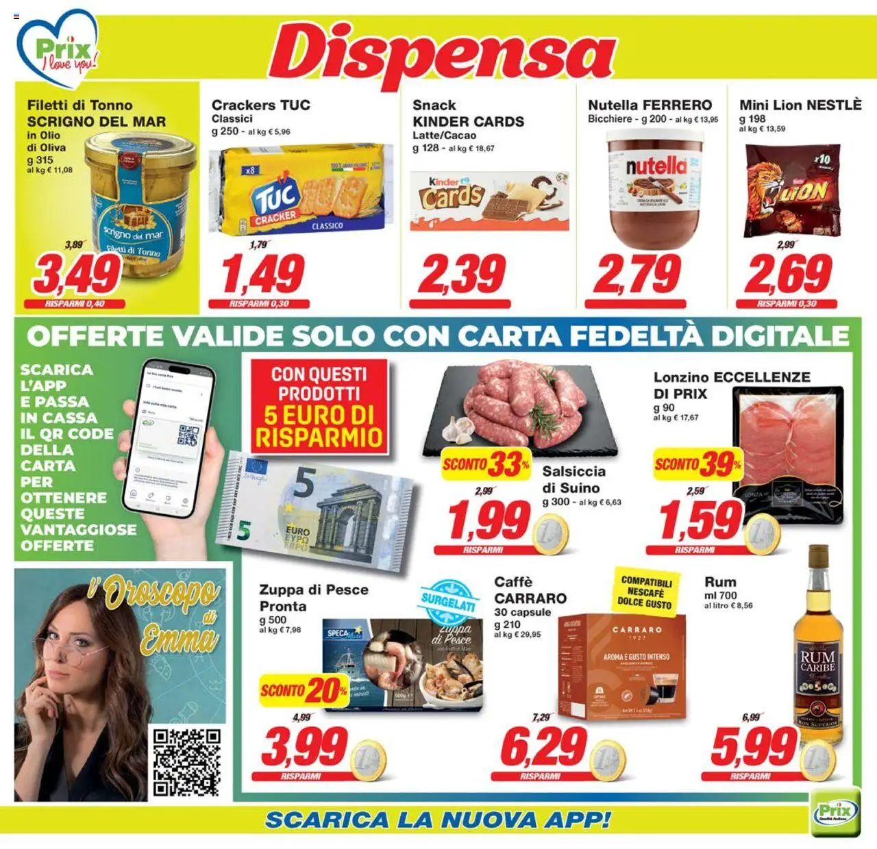 Volantino Prix del 07.10.2025 | Pagina: 12 | Prodotti: Caffè, Salsiccia, Crackers, Nutella