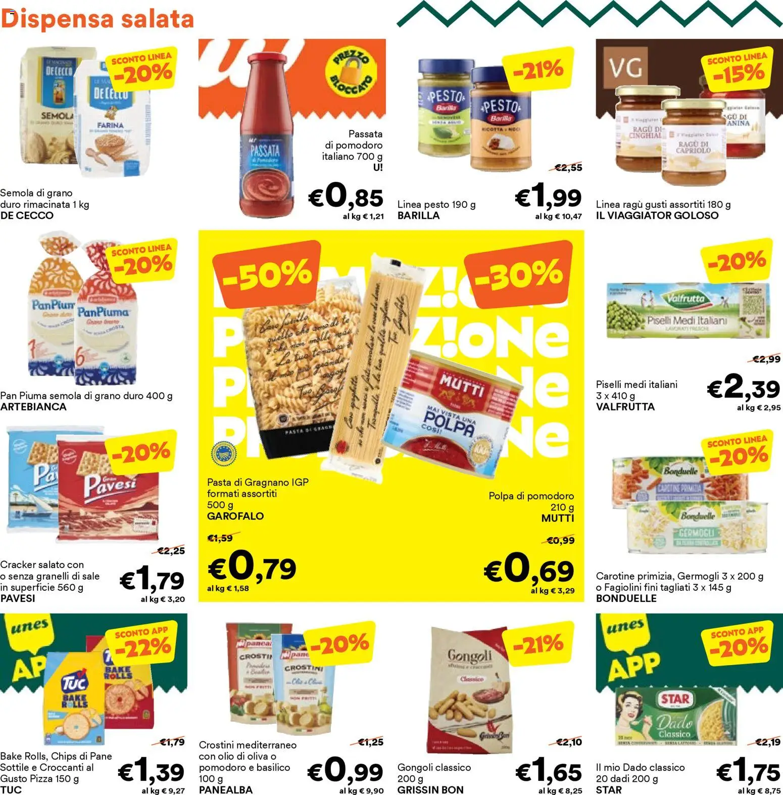 Volantino Unes del 16.02.2026 | Pagina: 6 | Prodotti: Pane, Passata di pomodoro, Ragú, Fagiolini