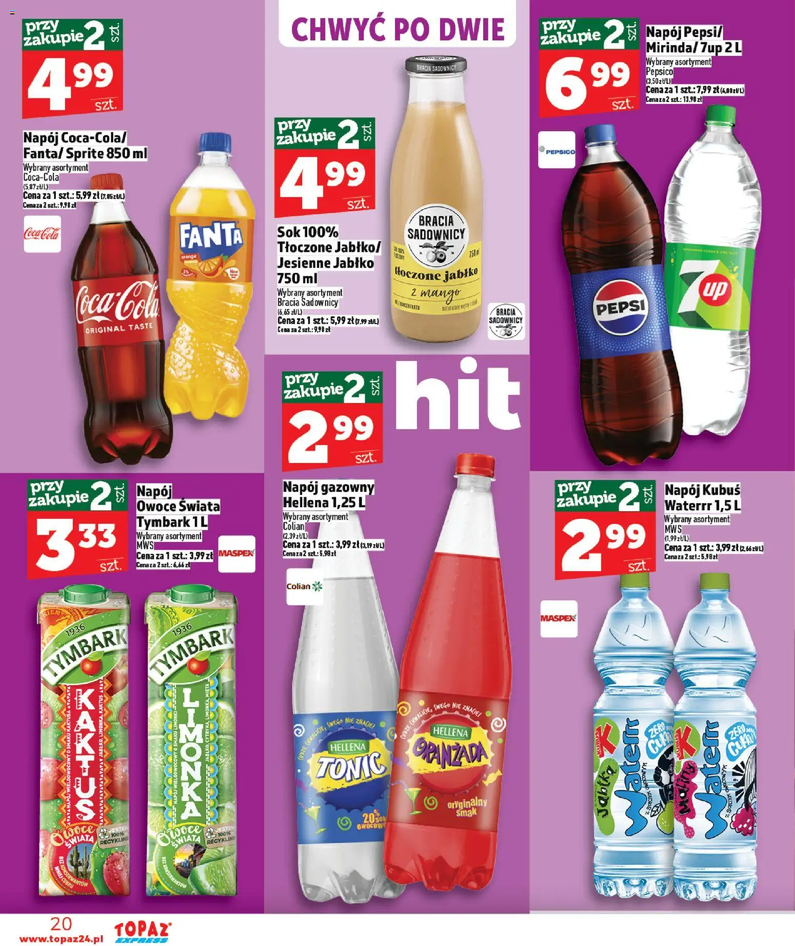 Topaz gazetka - Express od 05.03.2026 | Strona: 20 | Produkty: Pepsi, Coca cola, Sok, Owoce
