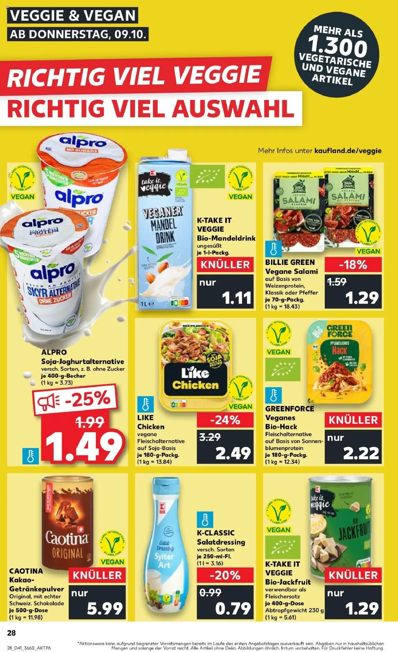 Kaufland prospekt Werder (Havel)	 – gültig ab 13.10.2025 | Seite: 28 | Produkte: Schokolade, Dressing, Salami, Salat