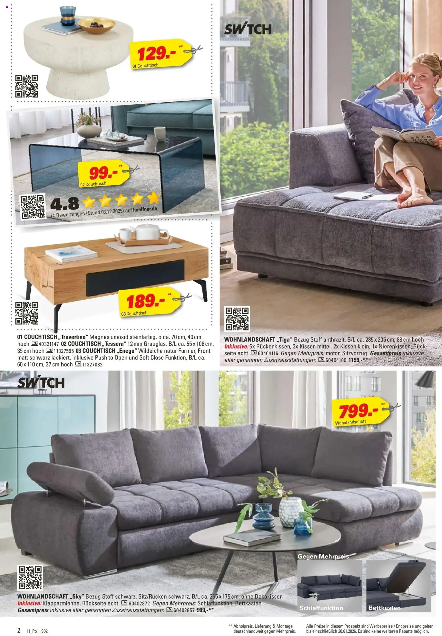 Höffner - Höffner: Möbelangebote – gültig ab 23.12.2025 | Seite: 2 | Produkte: Wohnlandschaft, Kissen, Couchtisch