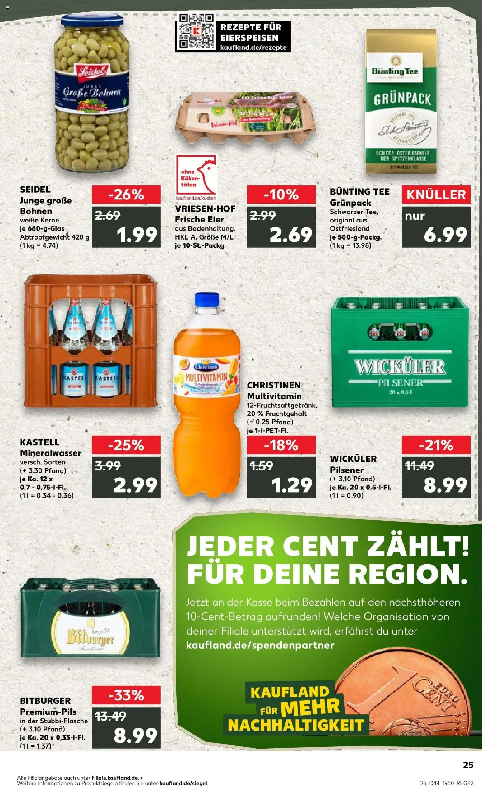 Kaufland prospekt Straelen	 – gültig ab 30.10.2025 | Seite: 25 | Produkte: Bitburger, Eier, Mineralwasser, Tee