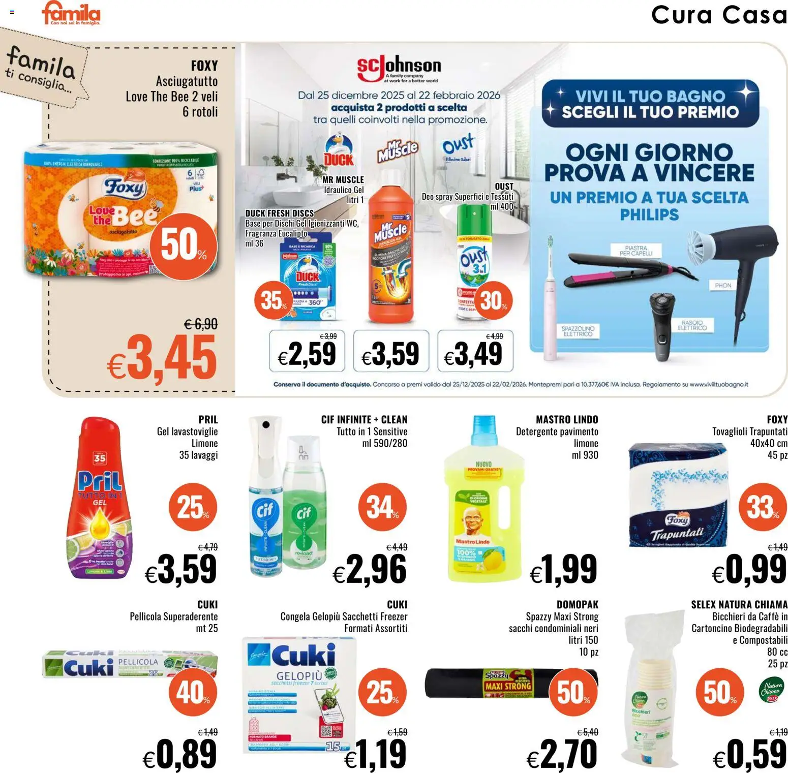 Volantino Famila del 22.01.2026 | Pagina: 22 | Prodotti: Freezer, The, Asciugatutto, Bagno