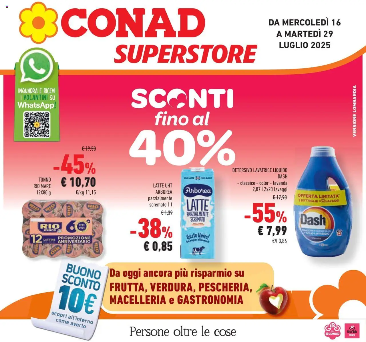 Volantino Conad del 15.07.2025 | Pagina: 1 | Prodotti: Latte, Olive, Lavatrice, Lavanda