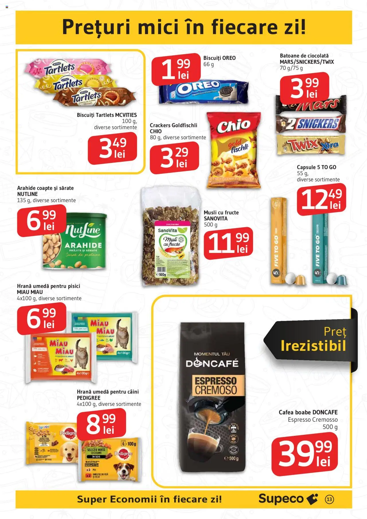 Catalog Supeco – valabil de la 21.08.2025 | Pagină: 13 | Produse: Hacıyatmaz Kedi Oyuncağı, Cafea, Ciocolată, Biscuiți