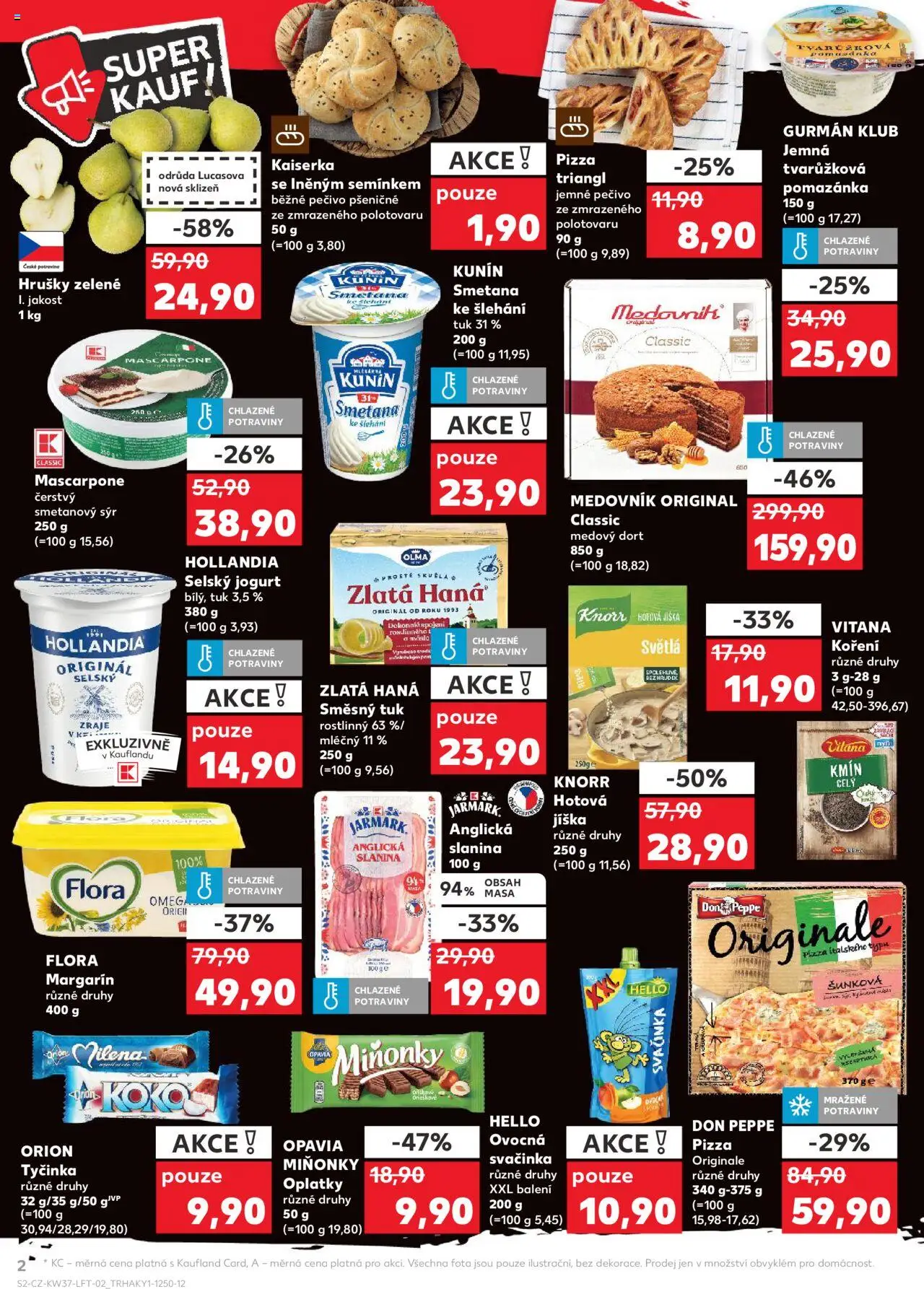 Kaufland leták od 10.09.2025 | Strana: 2 | Produkty: Pizza, Medovník, Pečivo, Margarín