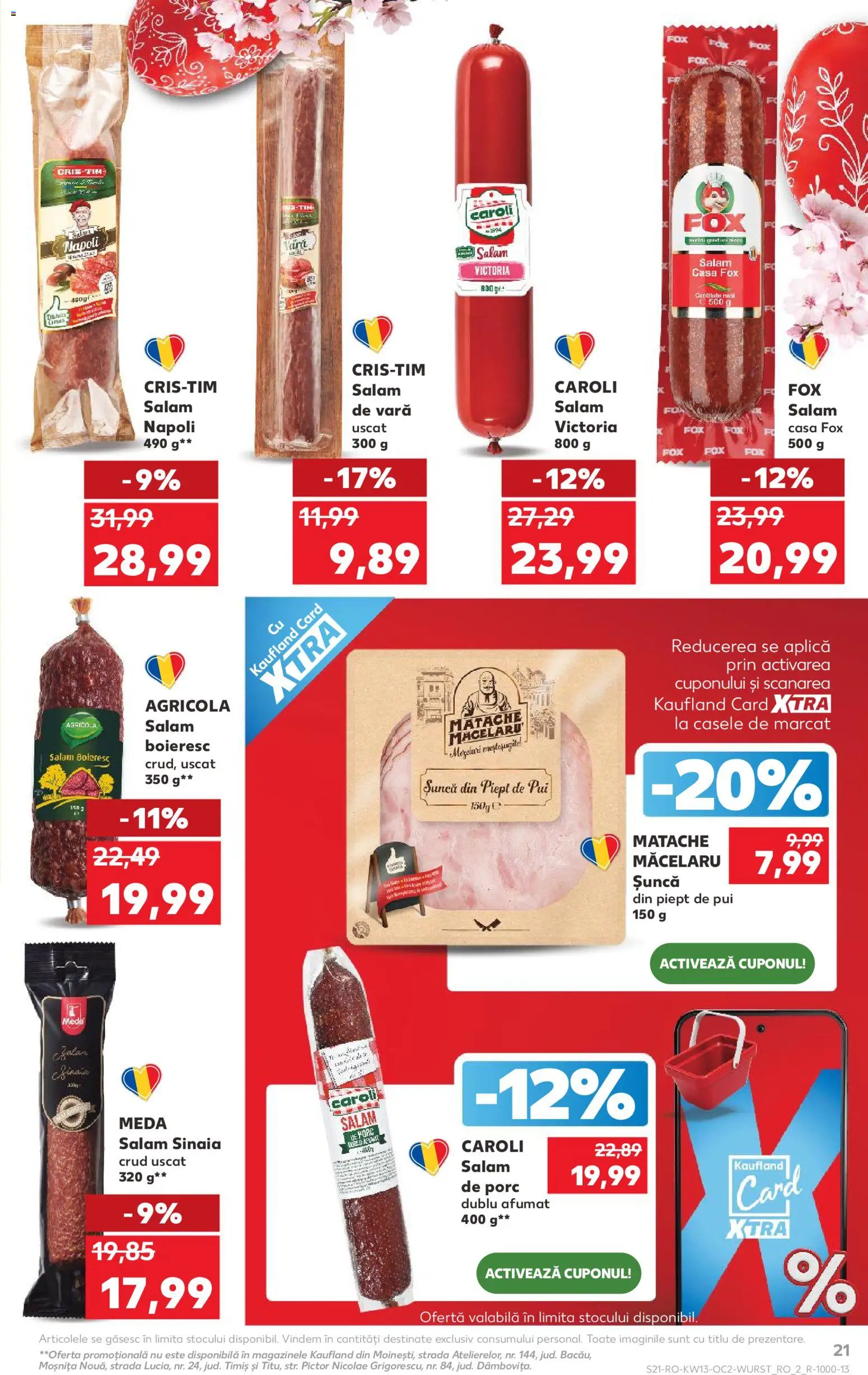 Noul catalog Kaufland – valabil de la 25.03.2026 | Pagină: 21 | Produse: Hacıyatmaz Kedi Oyuncağı, Rață, Salam, Șuncă