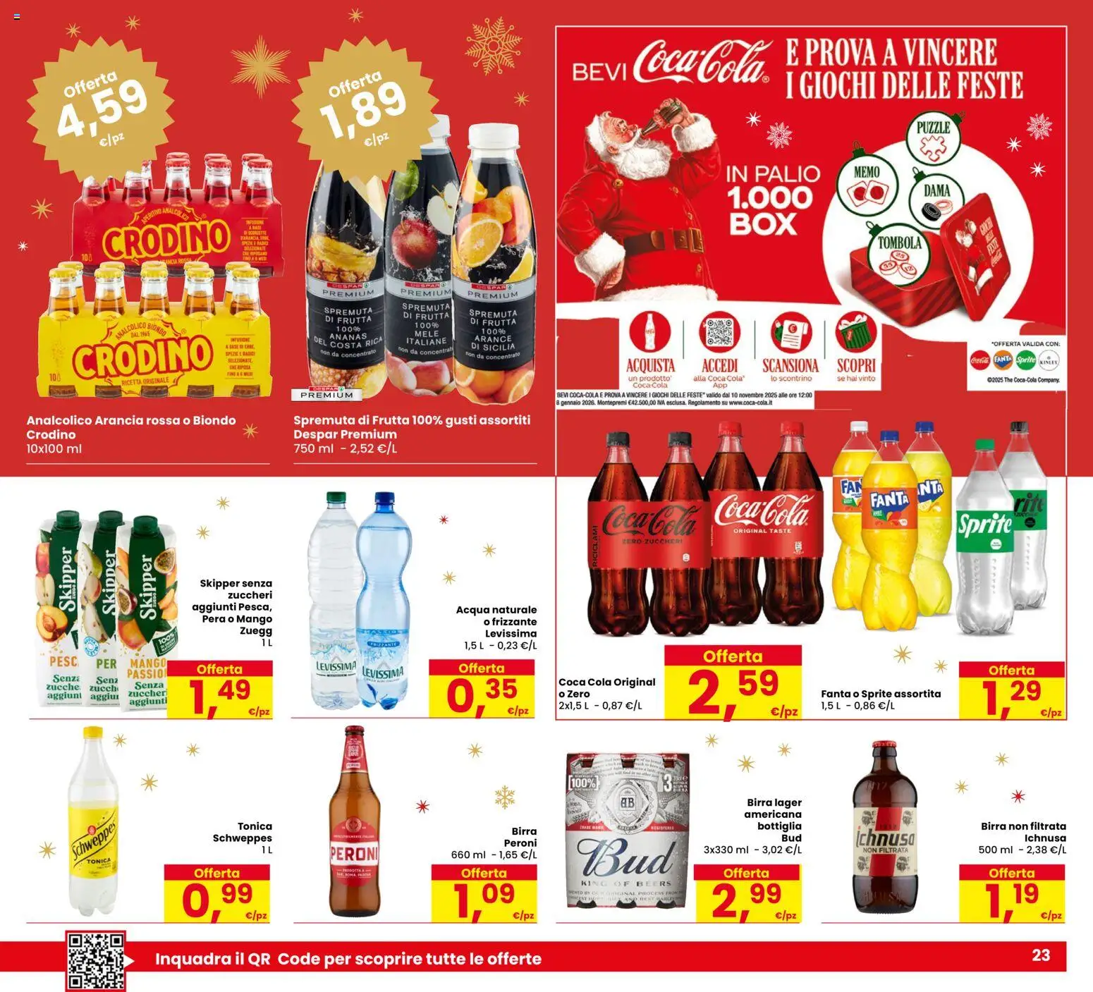 Volantino Despar del 16.12.2025 | Pagina: 23 | Prodotti: Frutta, Ananas, Acqua naturale, Fanta