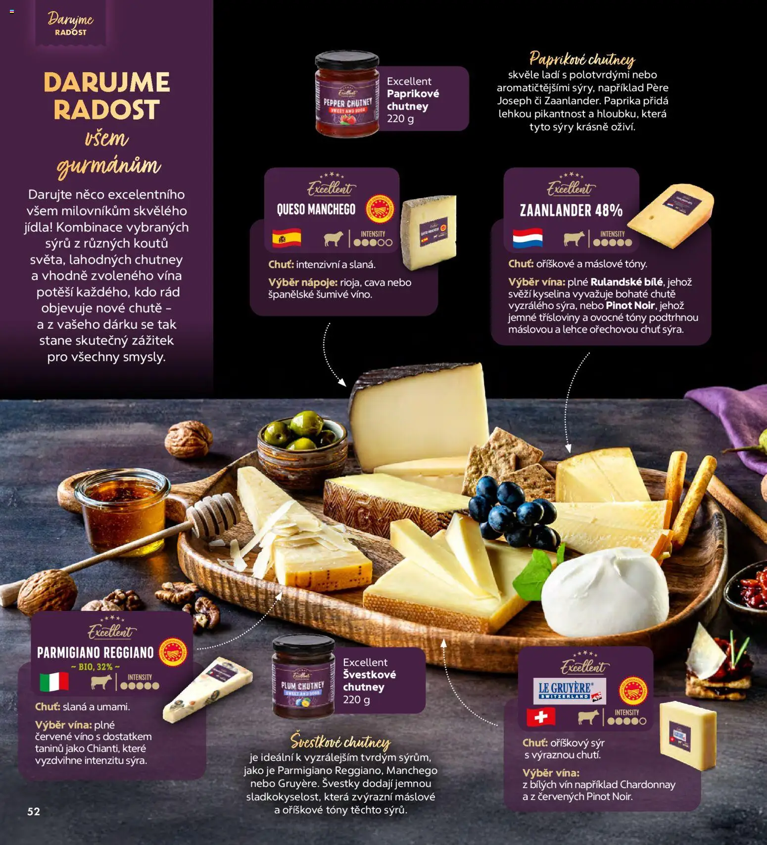 Albert magazín od 01.12.2025 | Strana: 52 | Produkty: Sýr, Švestky, Víno, Červené víno