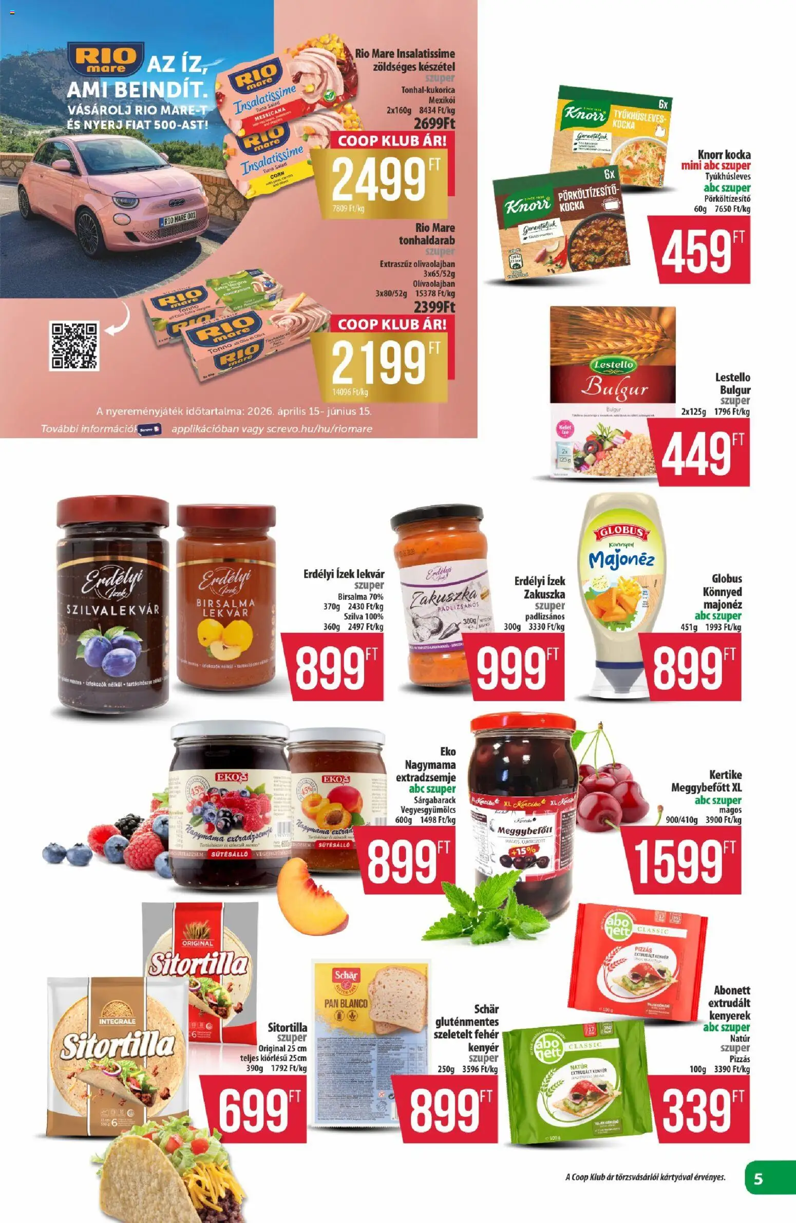 COOP akciós ujság - amely érvényes a következő dátumtól: 23.04.2026 | Oldal: 5 | Termékek: Lekvár, Meggybefőtt, Kenyér, Majonéz