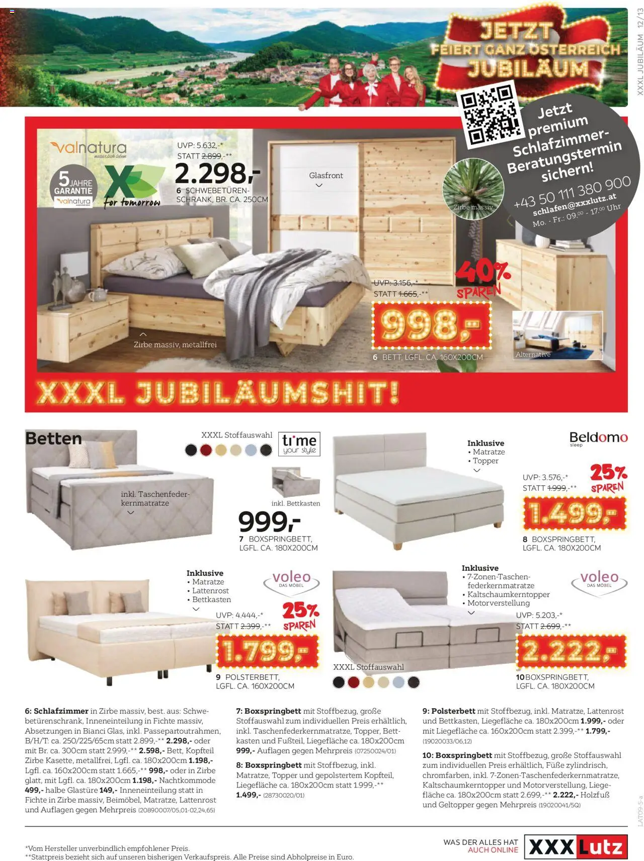 XXXLutz Jubiläum geschenke gültig ab 26.08.2025 | Seite: 13 | Produkte: Uhr, Bett, Matratze, Lattenrost
