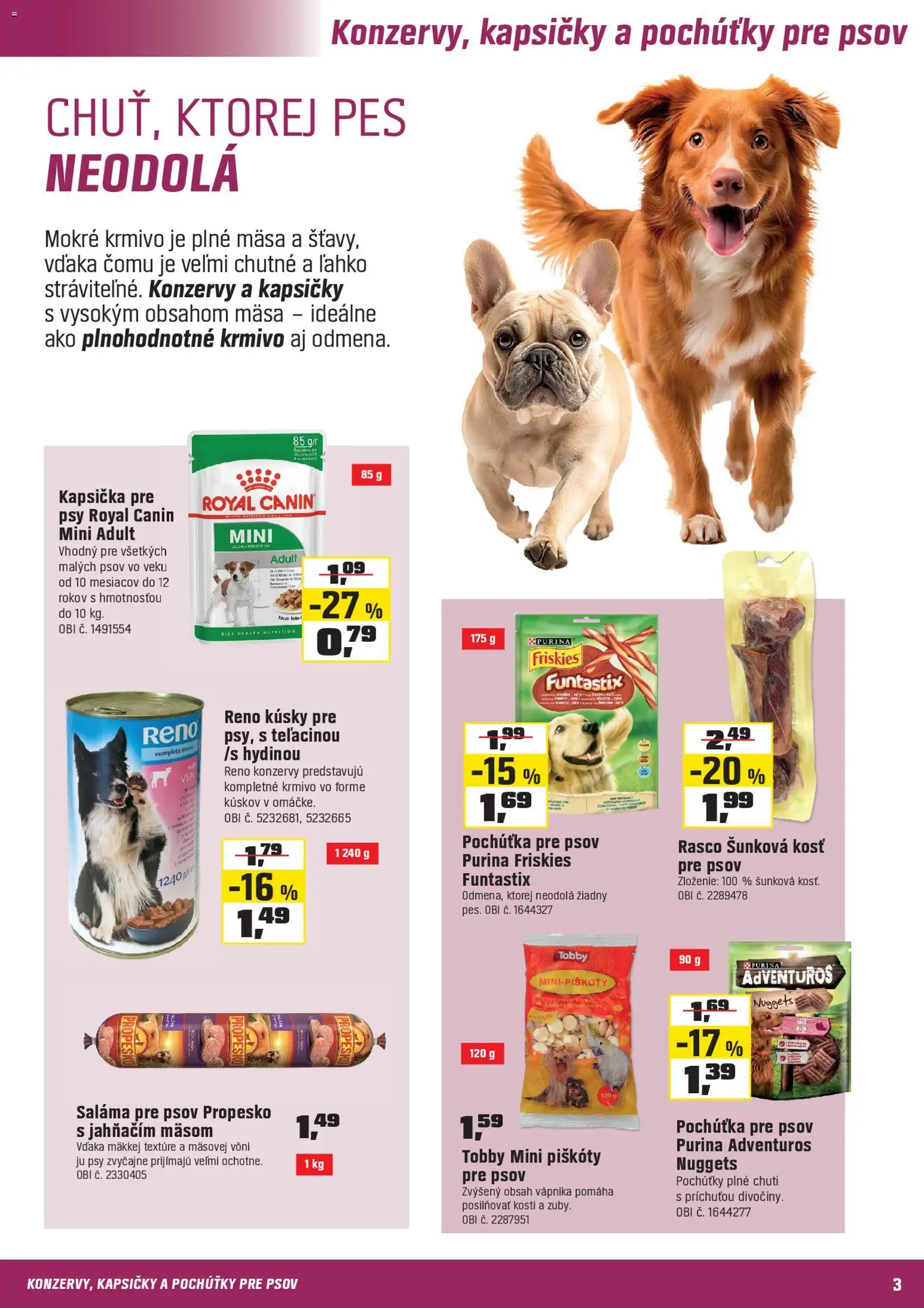 Nové OBI akcie – leták je platný od 18.02.2026 | Strana: 3 | Produkty: Saláma, Friskies