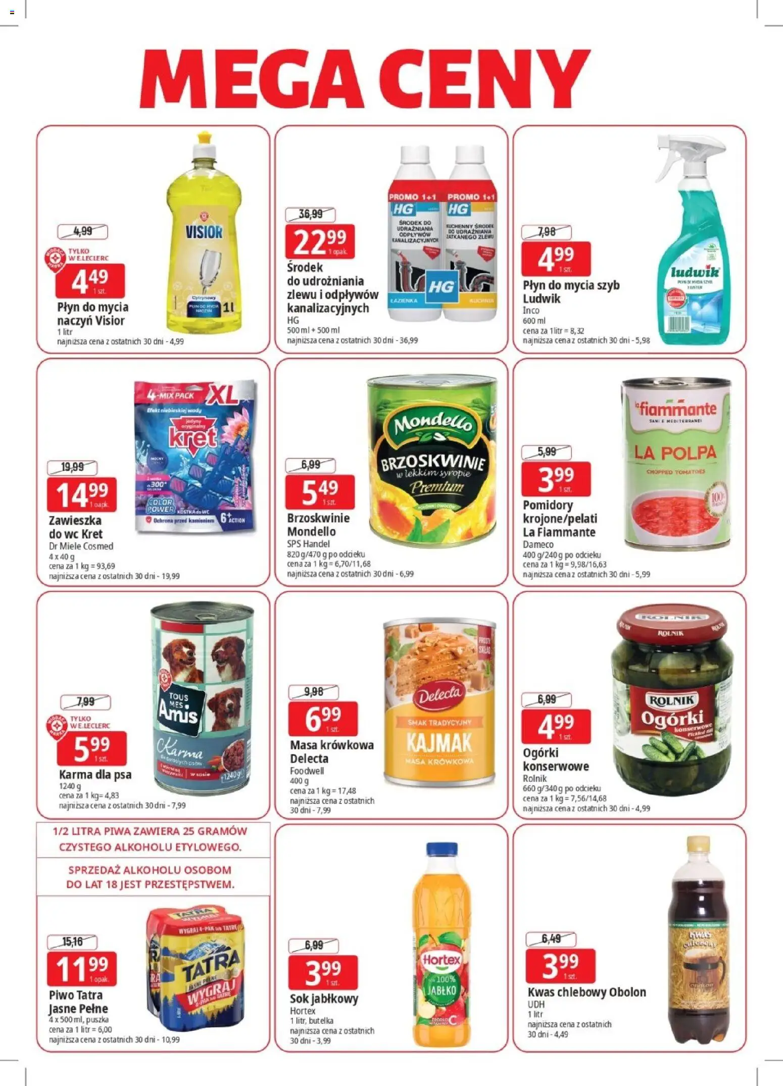 E.Leclerc gazetka - Elbląg od 16.03.2026 | Strona: 3 | Produkty: Kwas chlebowy, Piwo, Brzoskwinie, Ogórki