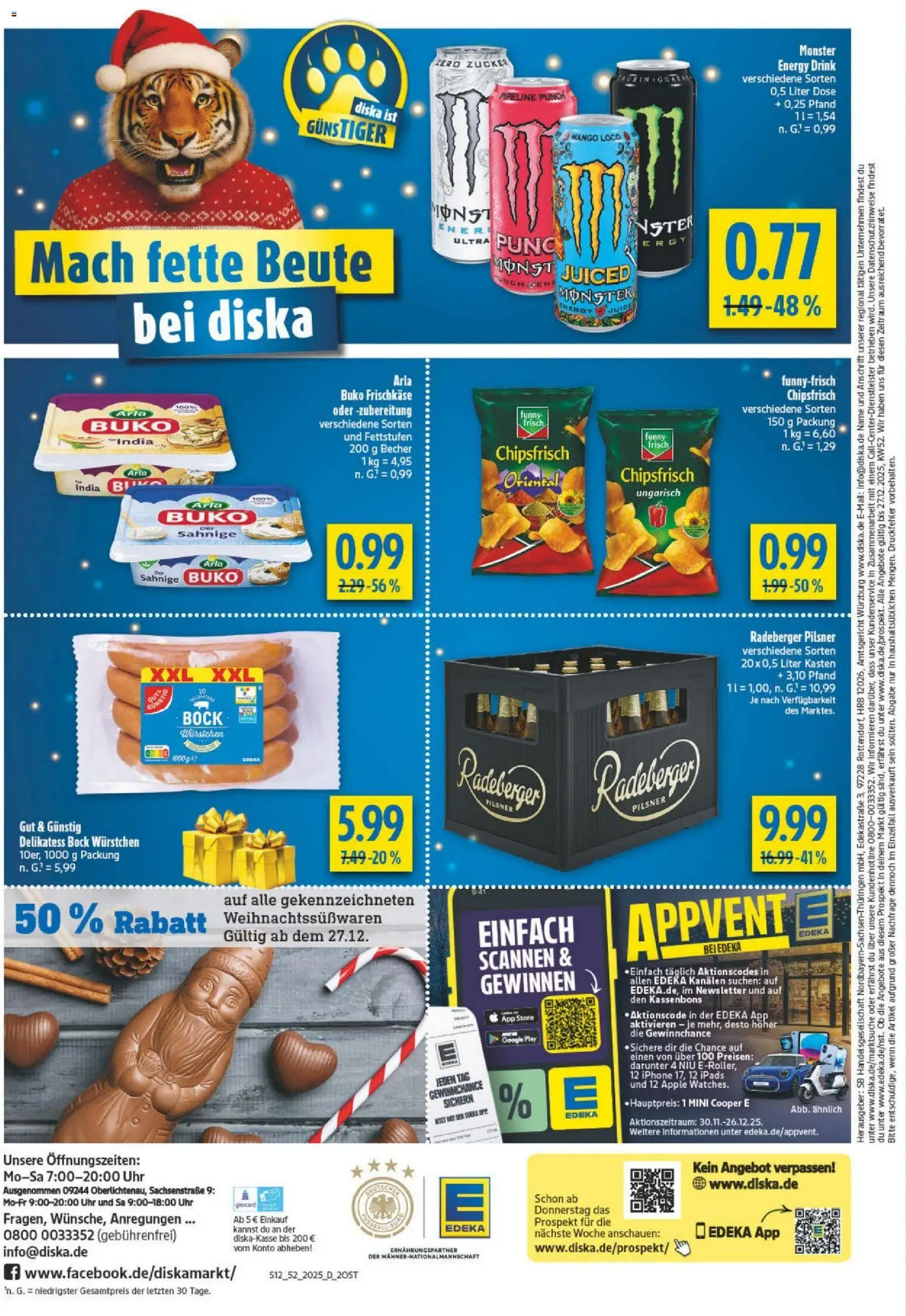 Diska - Diska Angebote Sachsen-Thüringen KW52 – gültig ab 22.12.2025 | Seite: 12 | Produkte: Energy, Iphone, Zucker, Mango