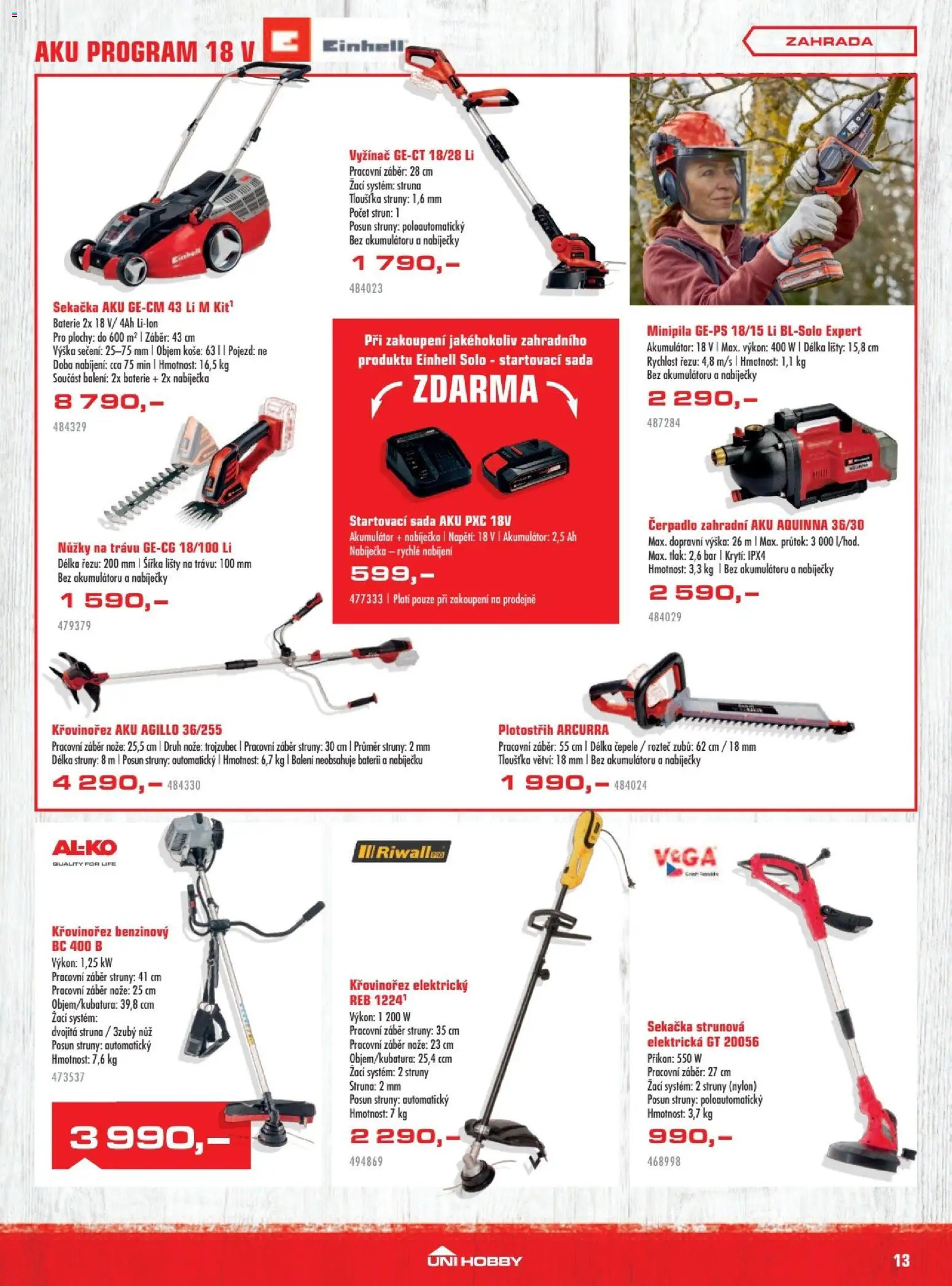 Uni Hobby leták od 30.04.2026 | Strana: 13 | Produkty: Nůžky na trávu, Sekačka, Křovinořez, Čerpadlo