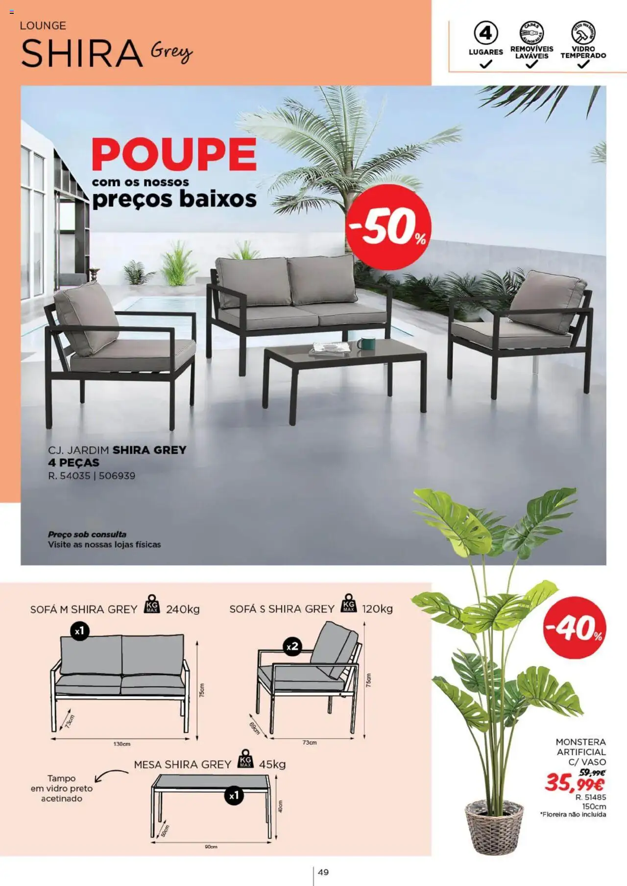 Espaço Casa - Catálogo  Ec Ar Livre  2025 │ válido de 04.03.2025 | Página: 49 | Produtos: Sofá, Mesa, Vaso