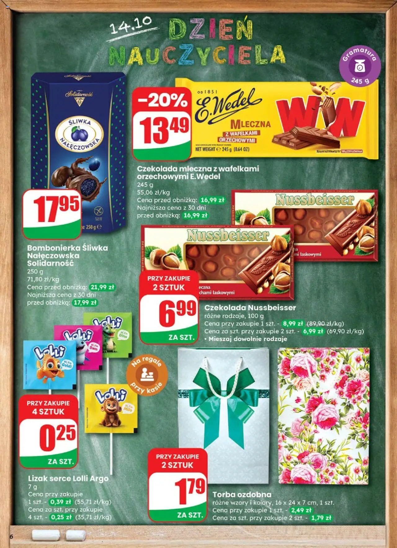 Dino Gazetka od 08.10.2025 | Strona: 6 | Produkty: Czekolada mleczna, Torba, Bombonierka, Czekolada