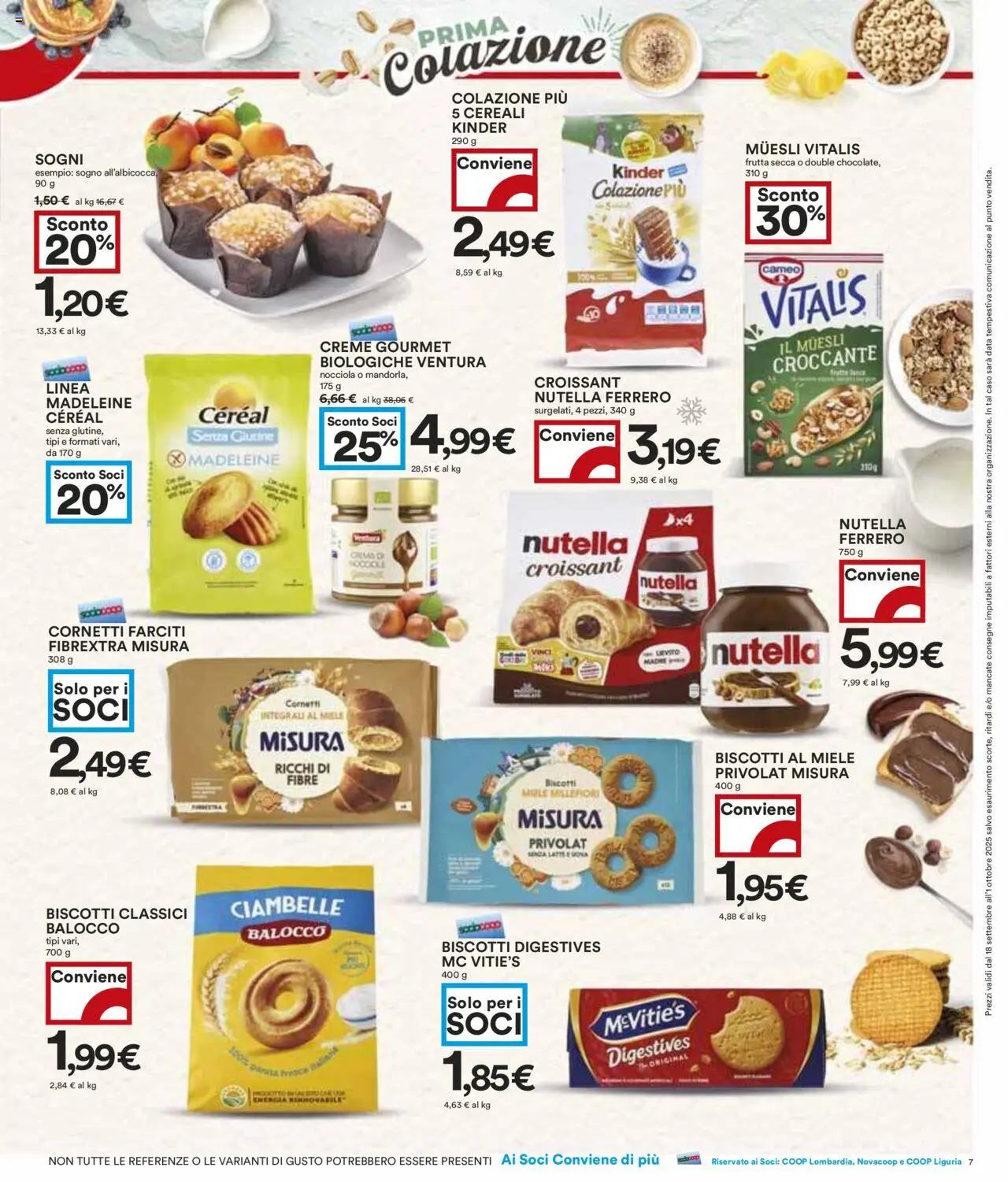 Volantino COOP del 18.09.2025 | Pagina: 7 | Prodotti: Cereali, Biscotti, Latte, Nutella