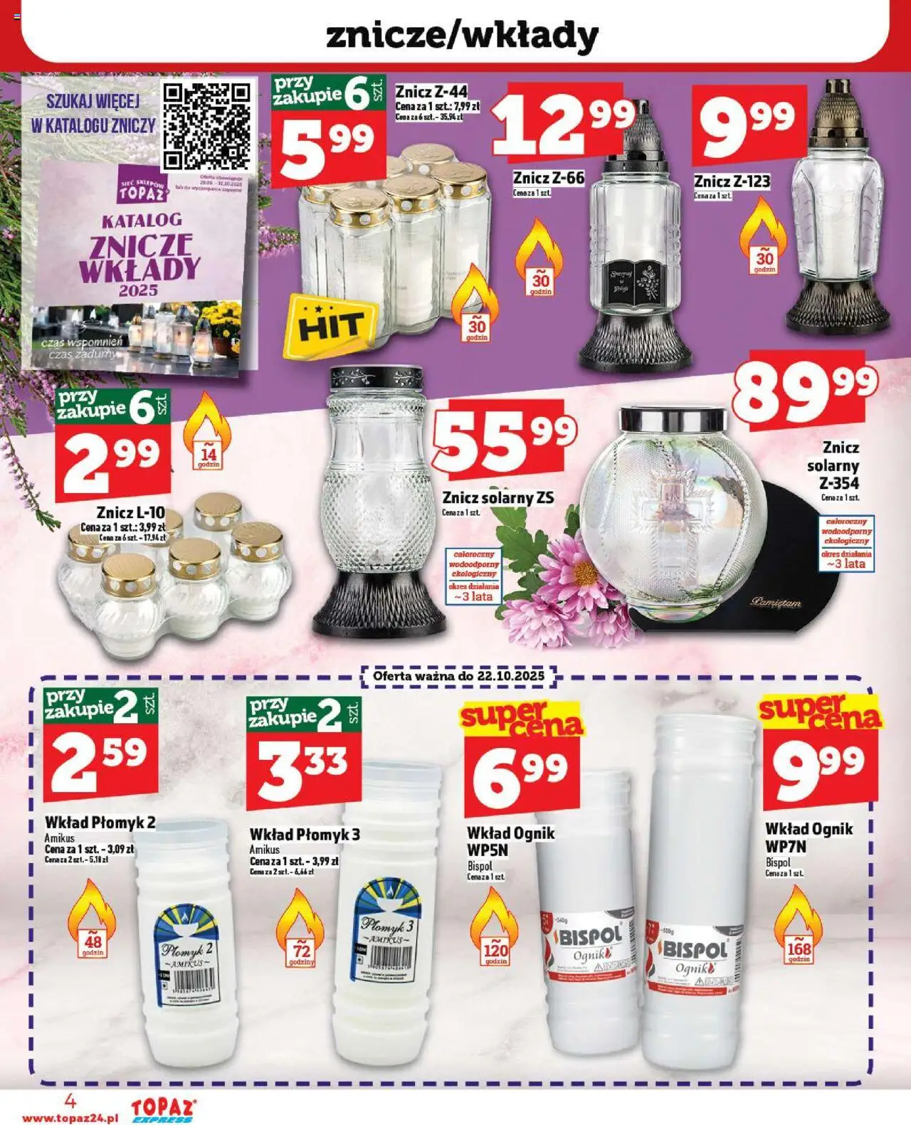 Topaz Gazetka - Express od 16.10.2025 | Strona: 4 | Produkty: Znicze